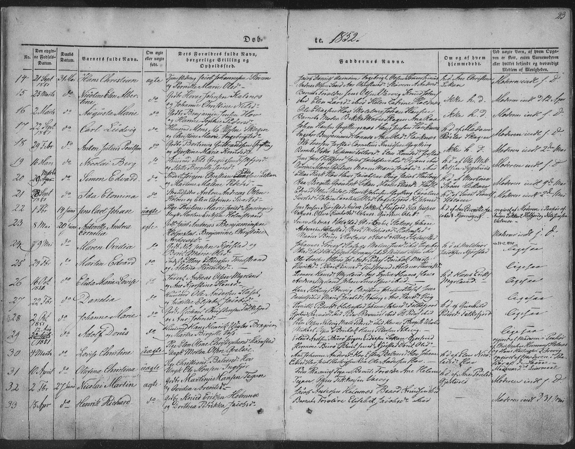 Ministerialprotokoller, klokkerbøker og fødselsregistre - Nordland, SAT/A-1459/888/L1241: Parish register (official) no. 888A07, 1849-1869, p. 23
