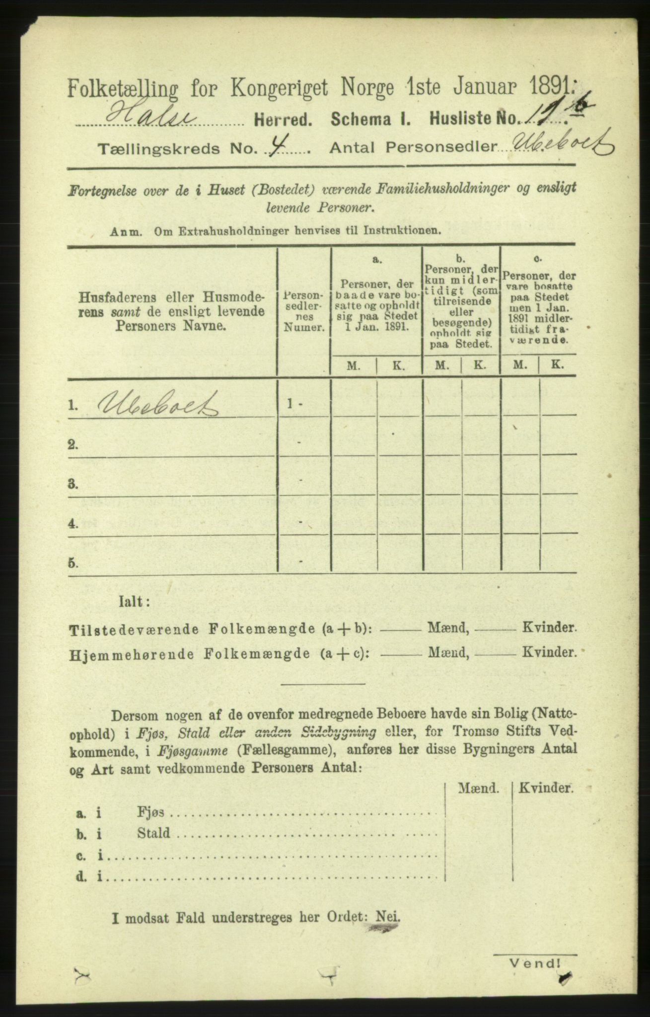 RA, 1891 census for 1571 Halsa, 1891, p. 949