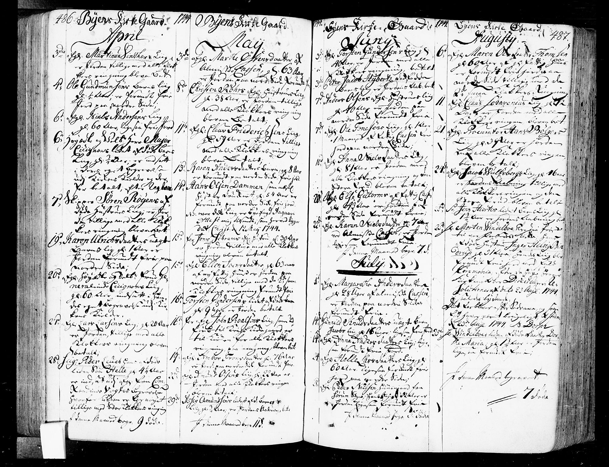Oslo domkirke Kirkebøker, SAO/A-10752/F/Fa/L0004: Parish register (official) no. 4, 1743-1786, p. 486-487