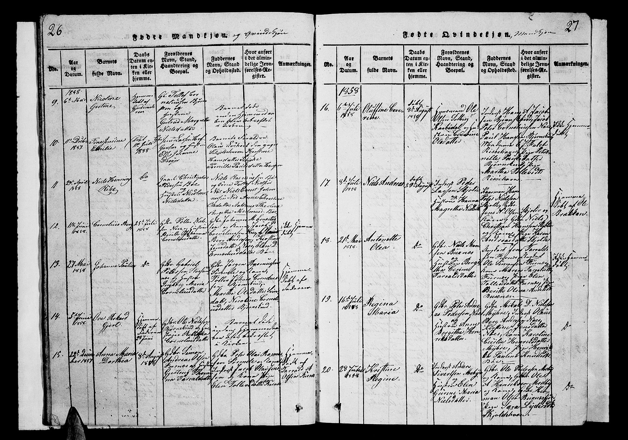 Ministerialprotokoller, klokkerbøker og fødselsregistre - Nordland, SAT/A-1459/899/L1446: Parish register (copy) no. 899C01, 1820-1868, p. 26-27