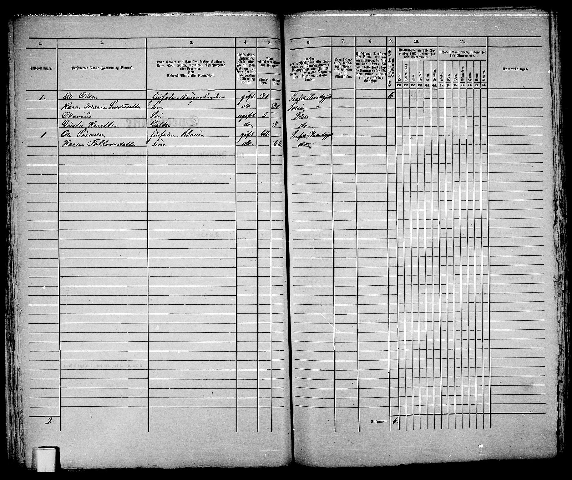 RA, 1865 census for Skien, 1865, p. 52