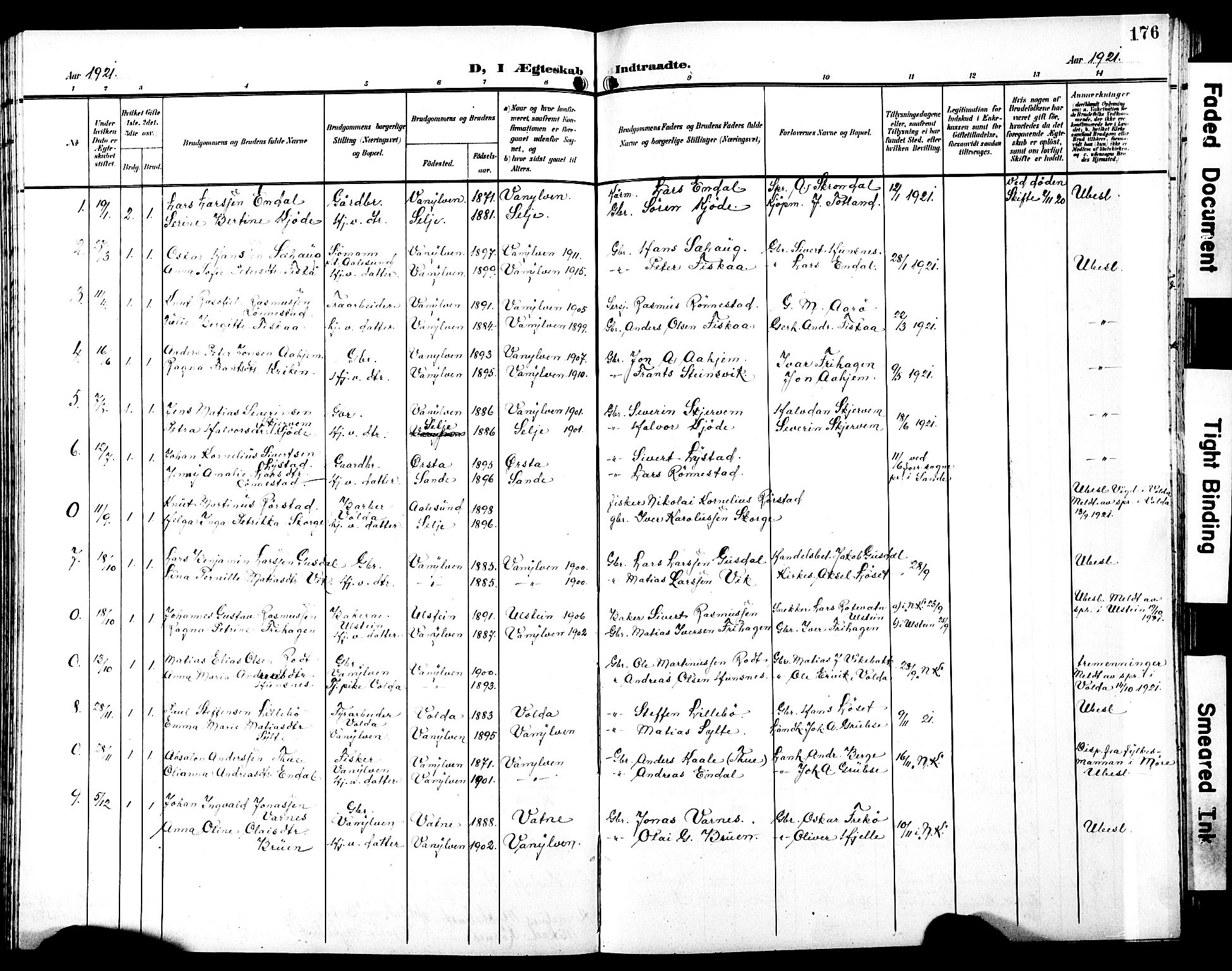 Ministerialprotokoller, klokkerbøker og fødselsregistre - Møre og Romsdal, SAT/A-1454/501/L0018: Parish register (copy) no. 501C04, 1902-1930, p. 176