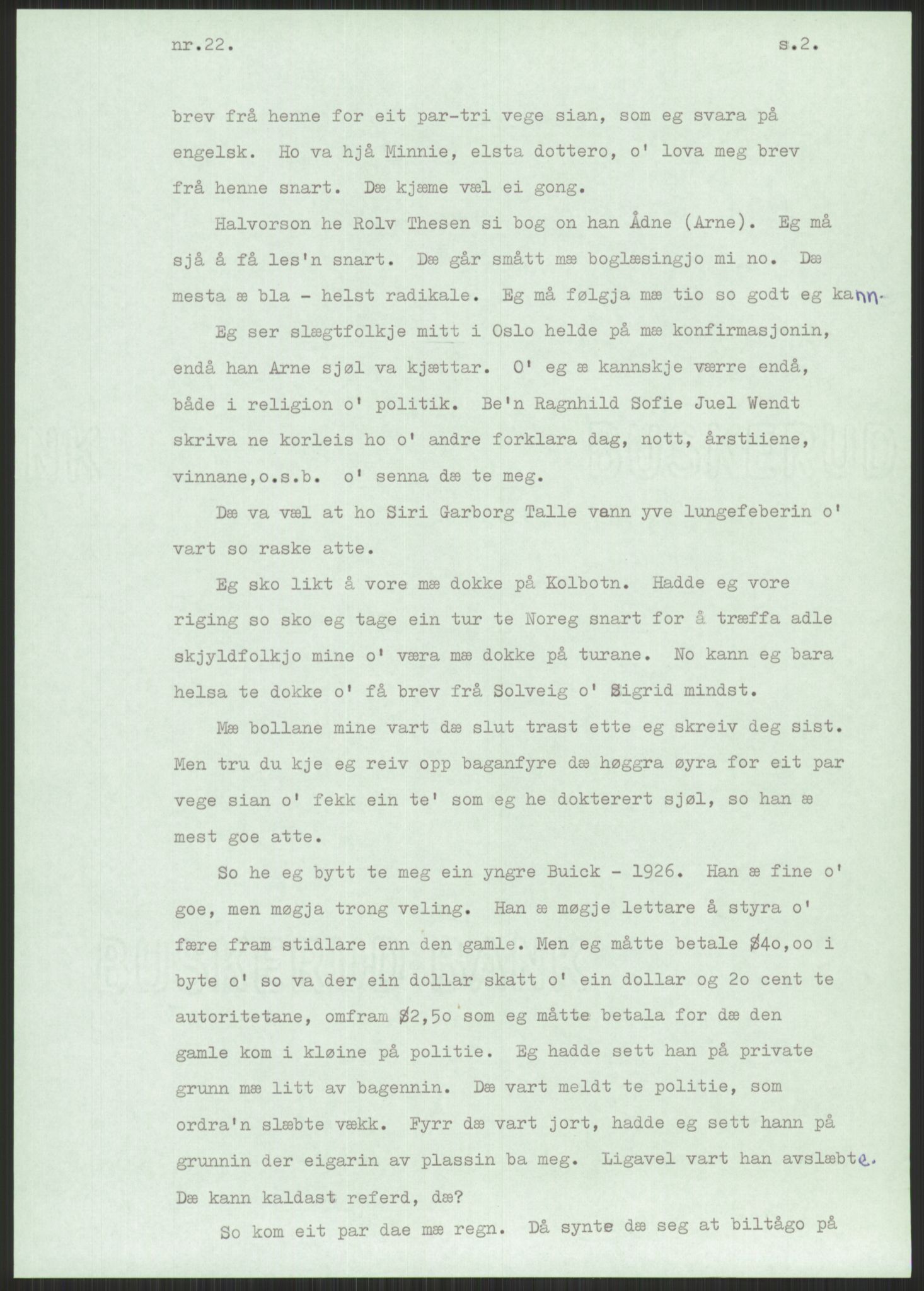 Samlinger til kildeutgivelse, Amerikabrevene, AV/RA-EA-4057/F/L0001: Innlån av ukjent proveniens. Innlån fra Østfold. Innlån fra Oslo: Bratvold - Garborgbrevene II, 1838-1914, p. 541