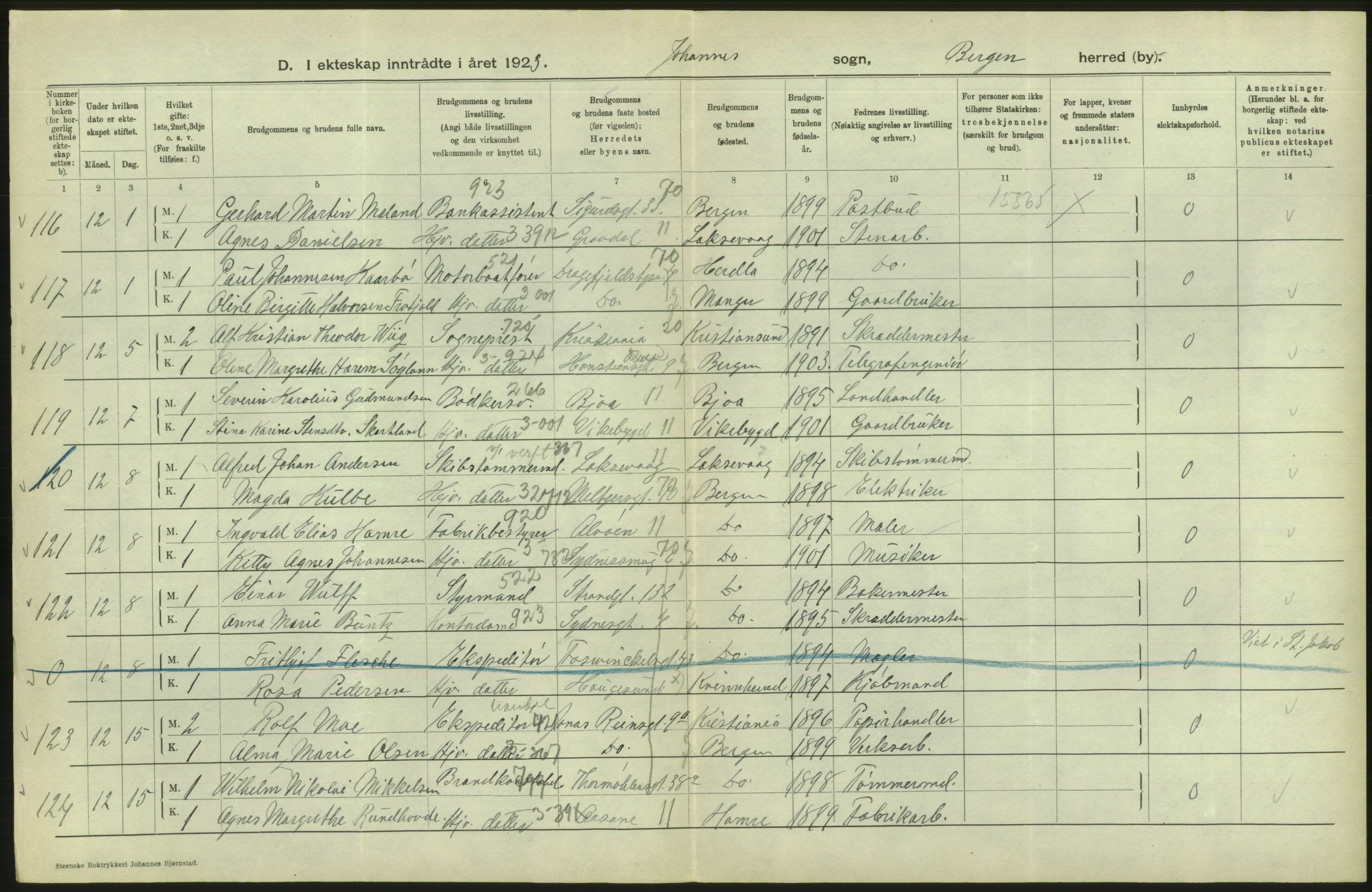 Statistisk sentralbyrå, Sosiodemografiske emner, Befolkning, RA/S-2228/D/Df/Dfc/Dfcc/L0029: Bergen: Gifte, døde, dødfødte., 1923, p. 794