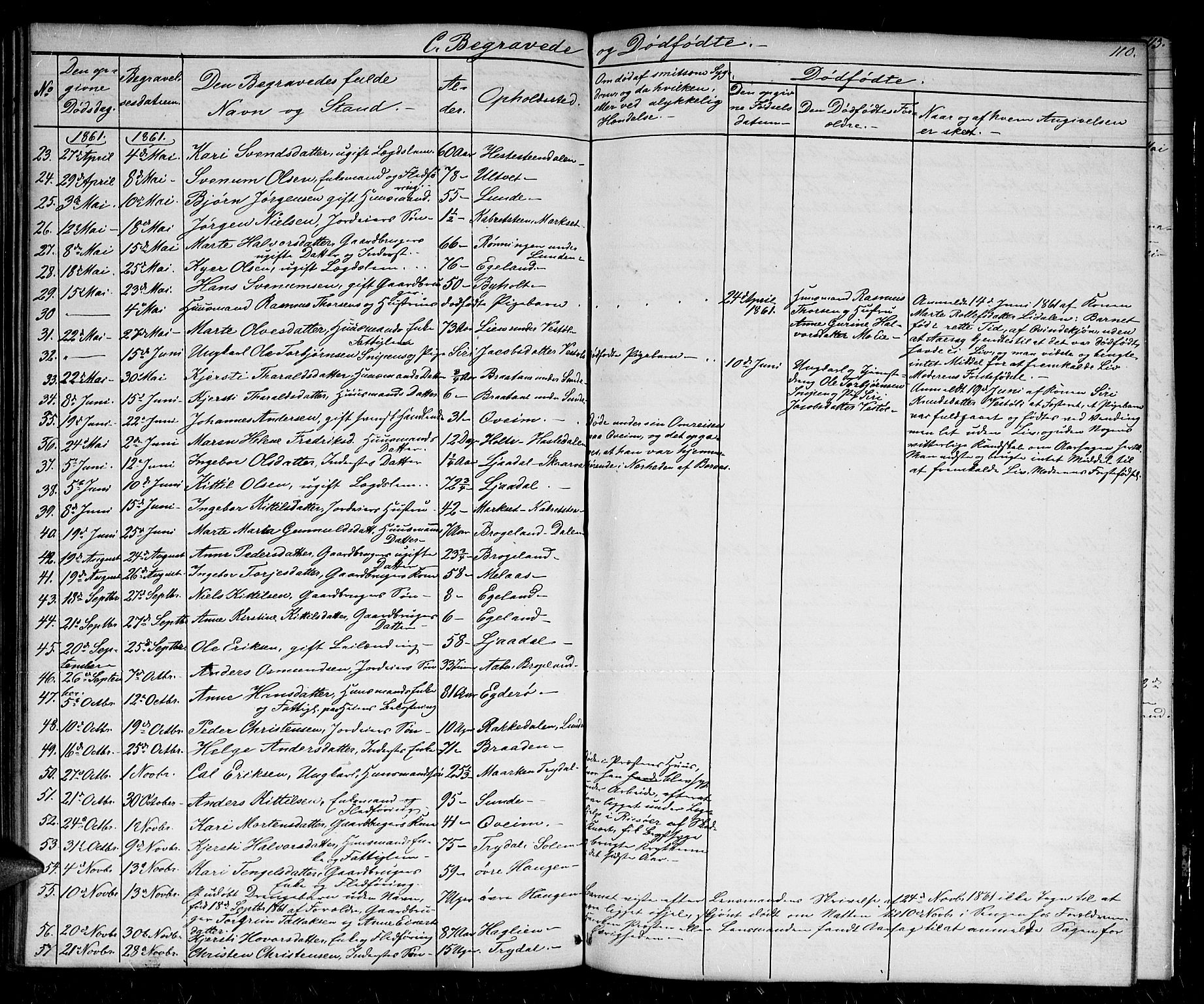 Gjerstad sokneprestkontor, SAK/1111-0014/F/Fb/Fba/L0005: Parish register (copy) no. B 5, 1853-1867, p. 110