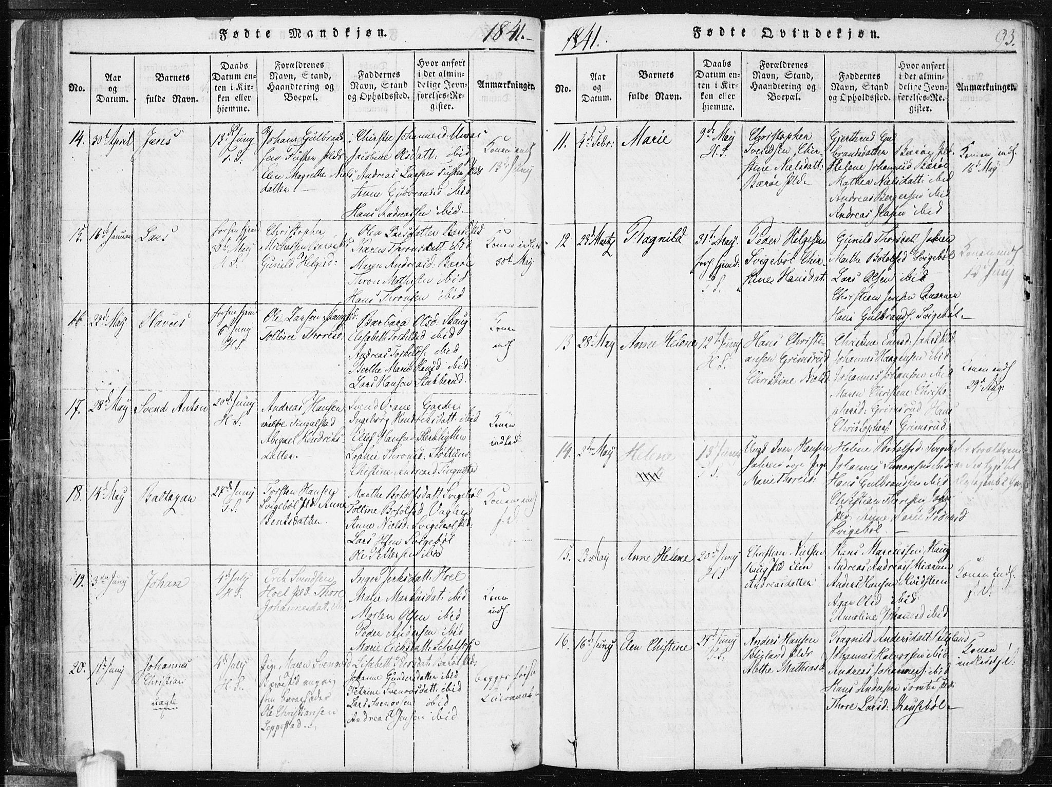 Hobøl prestekontor Kirkebøker, AV/SAO-A-2002/F/Fa/L0002: Parish register (official) no. I 2, 1814-1841, p. 93