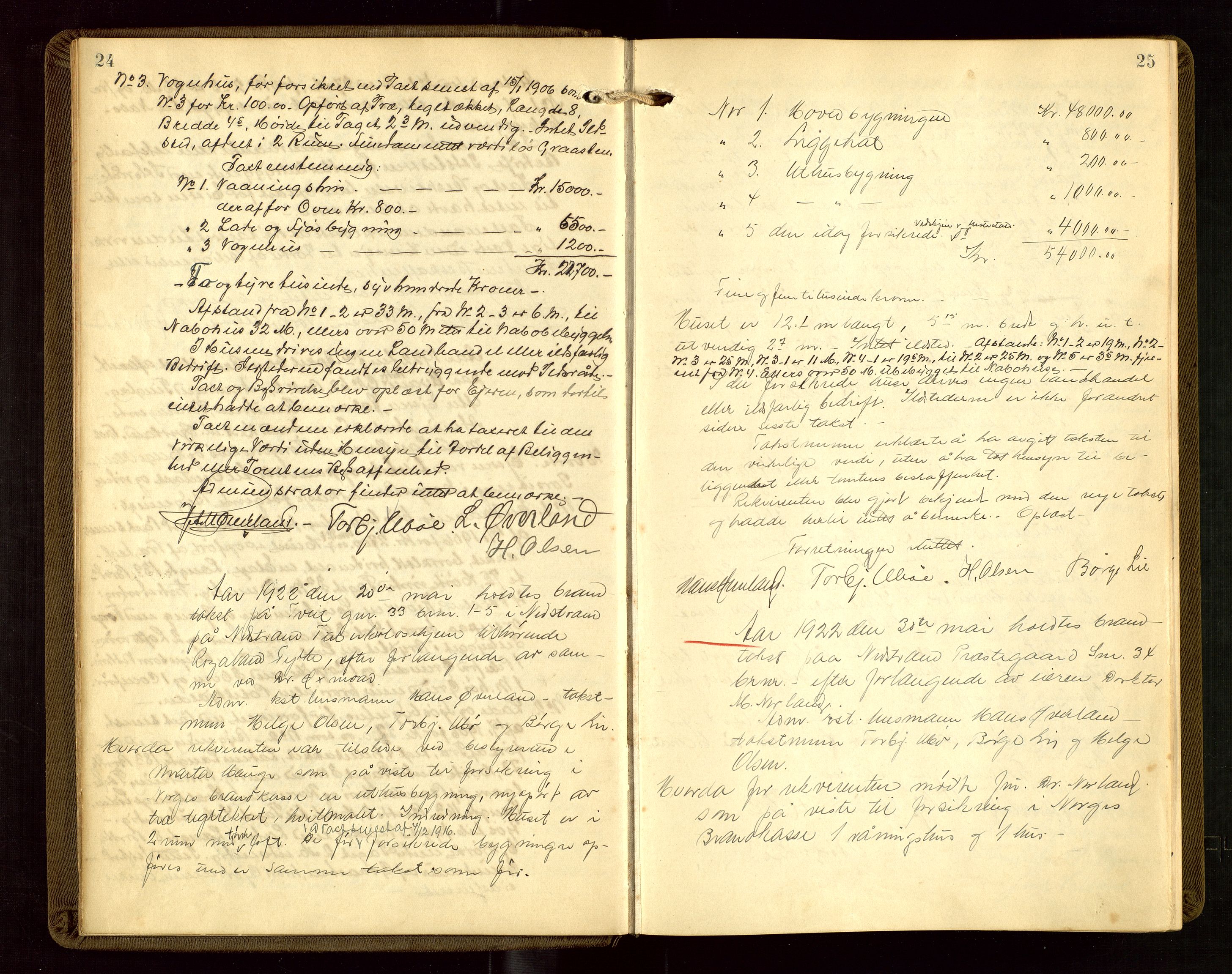 Nedstrand lensmannskontor, AV/SAST-A-100236/Goa/L0002: "Brandtakstprotokoll for lensmannen i Nedstrand", 1922-1955, p. 24-25