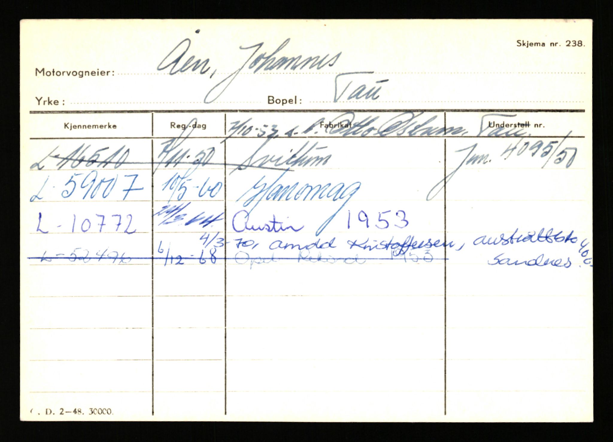 Stavanger trafikkstasjon, SAST/A-101942/0/H/L0044: Øksna - Åmo, 1930-1971, p. 2282