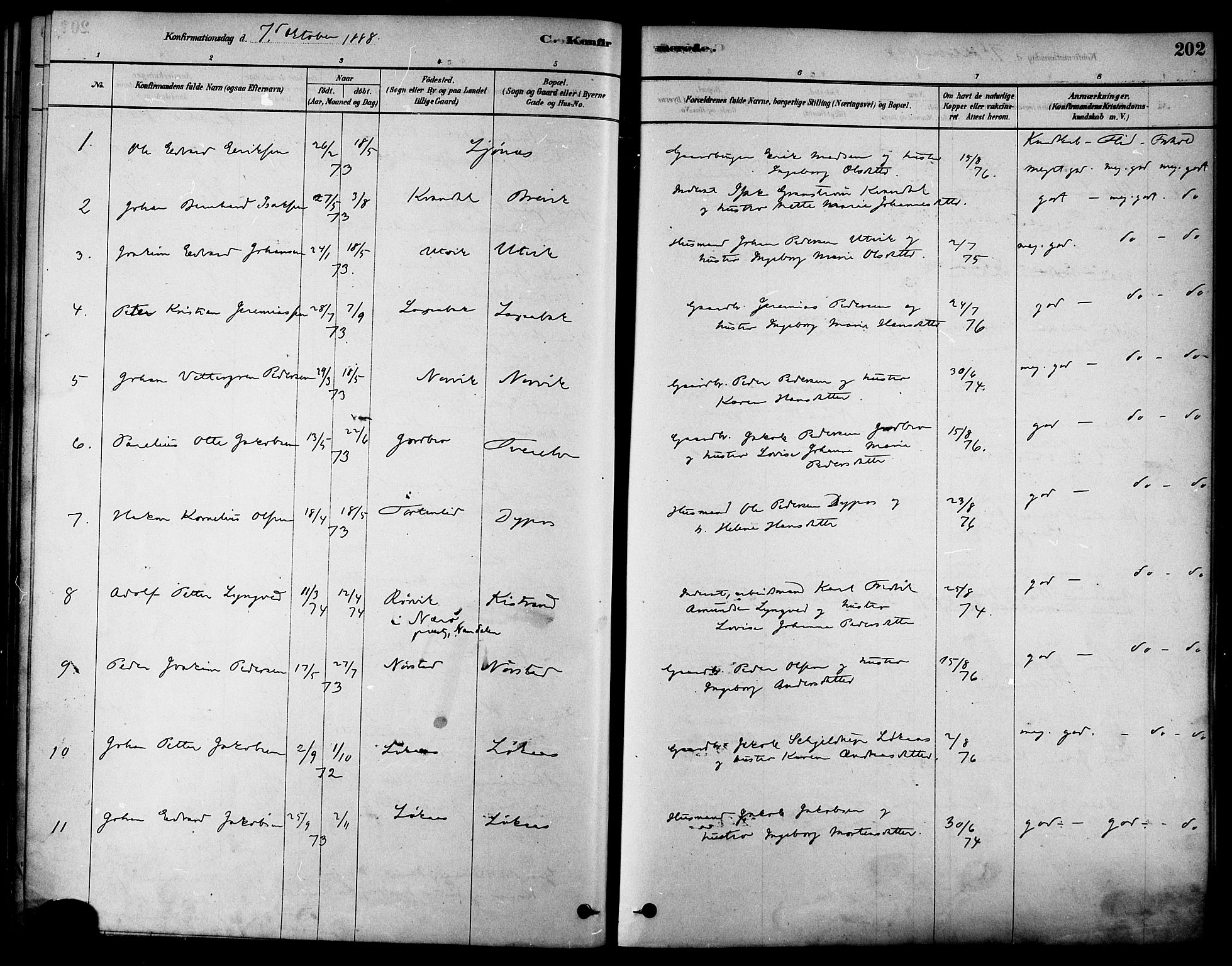 Ministerialprotokoller, klokkerbøker og fødselsregistre - Nordland, SAT/A-1459/852/L0740: Parish register (official) no. 852A10, 1878-1894, p. 202