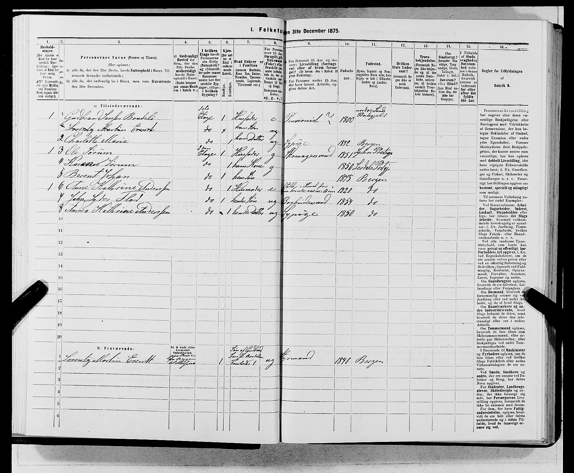 SAB, 1875 census for 1301 Bergen, 1875, p. 4945