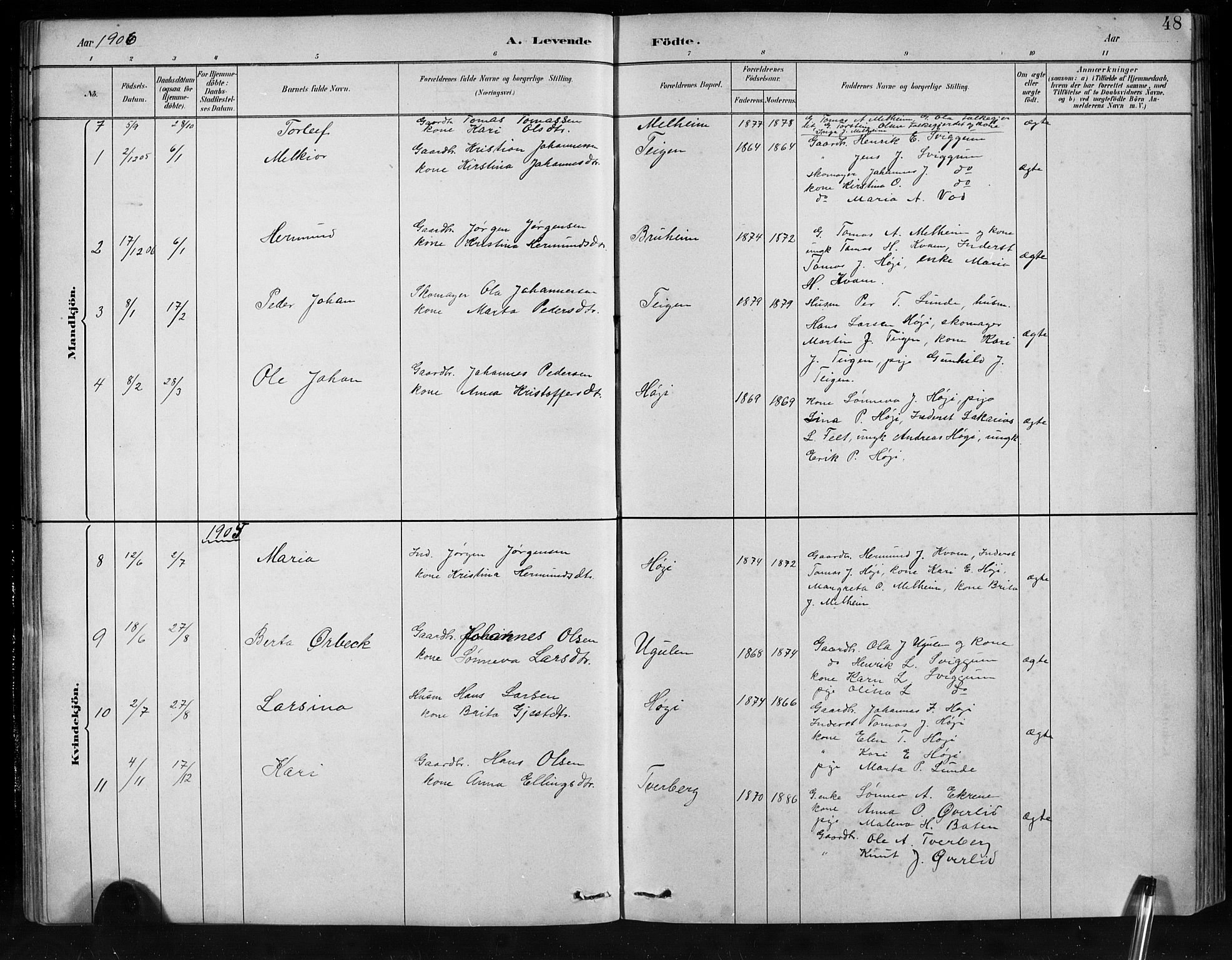 Jostedal sokneprestembete, SAB/A-80601/H/Hab/Habb/L0001: Parish register (copy) no. B 1, 1882-1921, p. 48