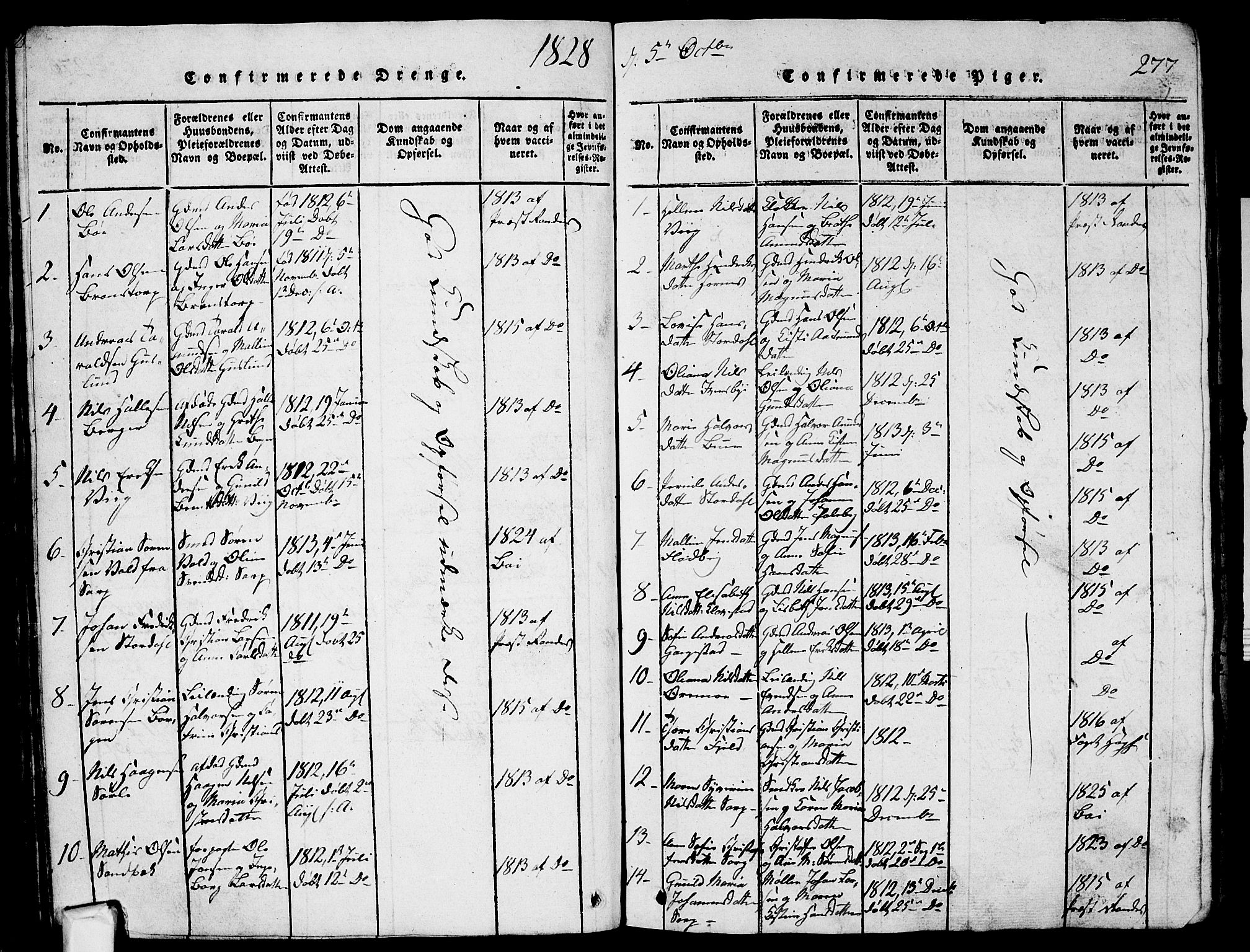 Skjeberg prestekontor Kirkebøker, AV/SAO-A-10923/G/Ga/L0001: Parish register (copy) no. I 1, 1815-1830, p. 277