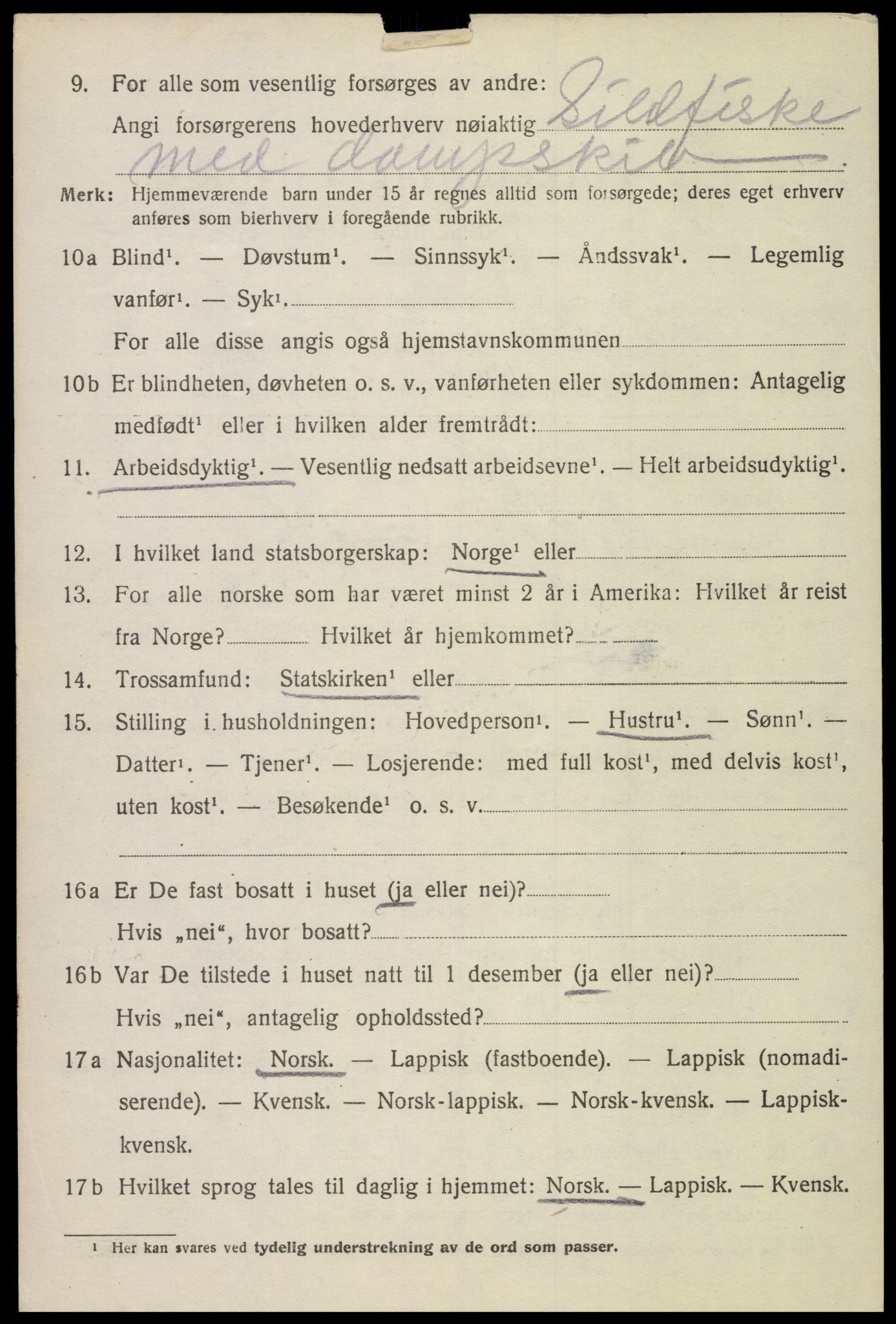 SAT, 1920 census for Hadsel, 1920, p. 19447