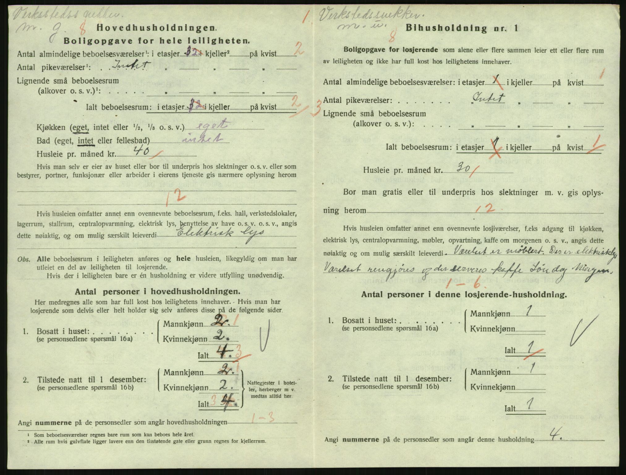 SAH, 1920 census for Lillehammer, 1920, p. 3431