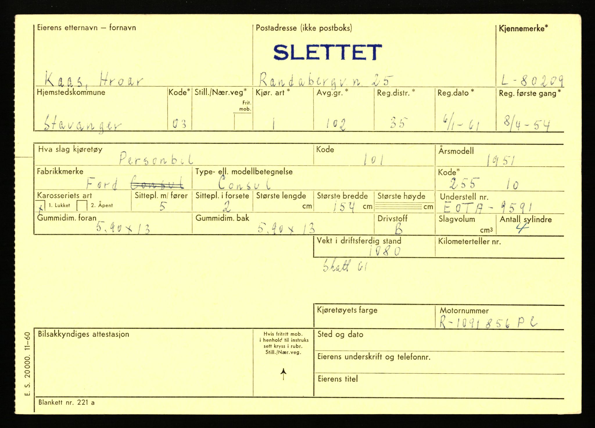 Stavanger trafikkstasjon, AV/SAST-A-101942/0/F/L0070: L-78800 - L-80499, 1930-1971, p. 2024