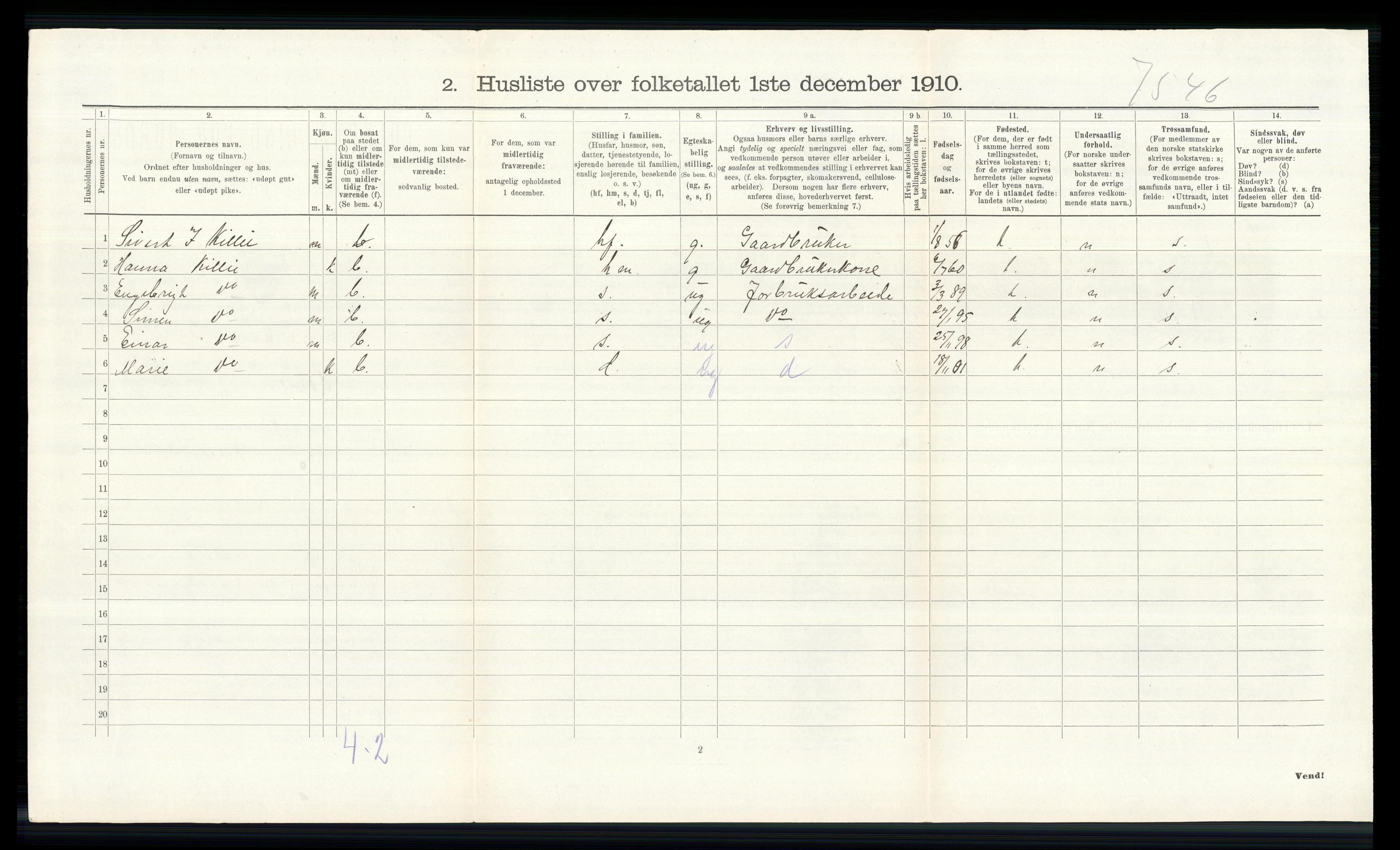 RA, 1910 census for Dovre, 1910, p. 208