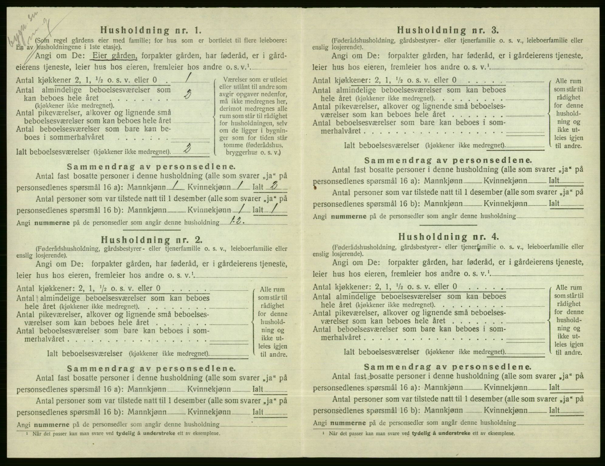 SAB, 1920 census for Voss, 1920, p. 2740