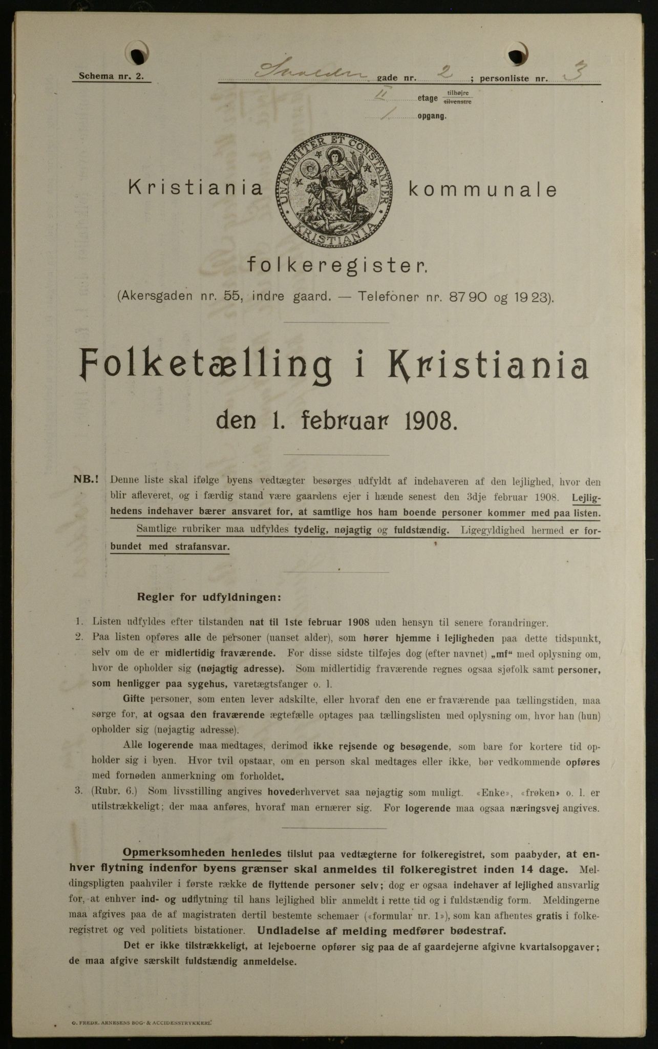 OBA, Municipal Census 1908 for Kristiania, 1908, p. 95484