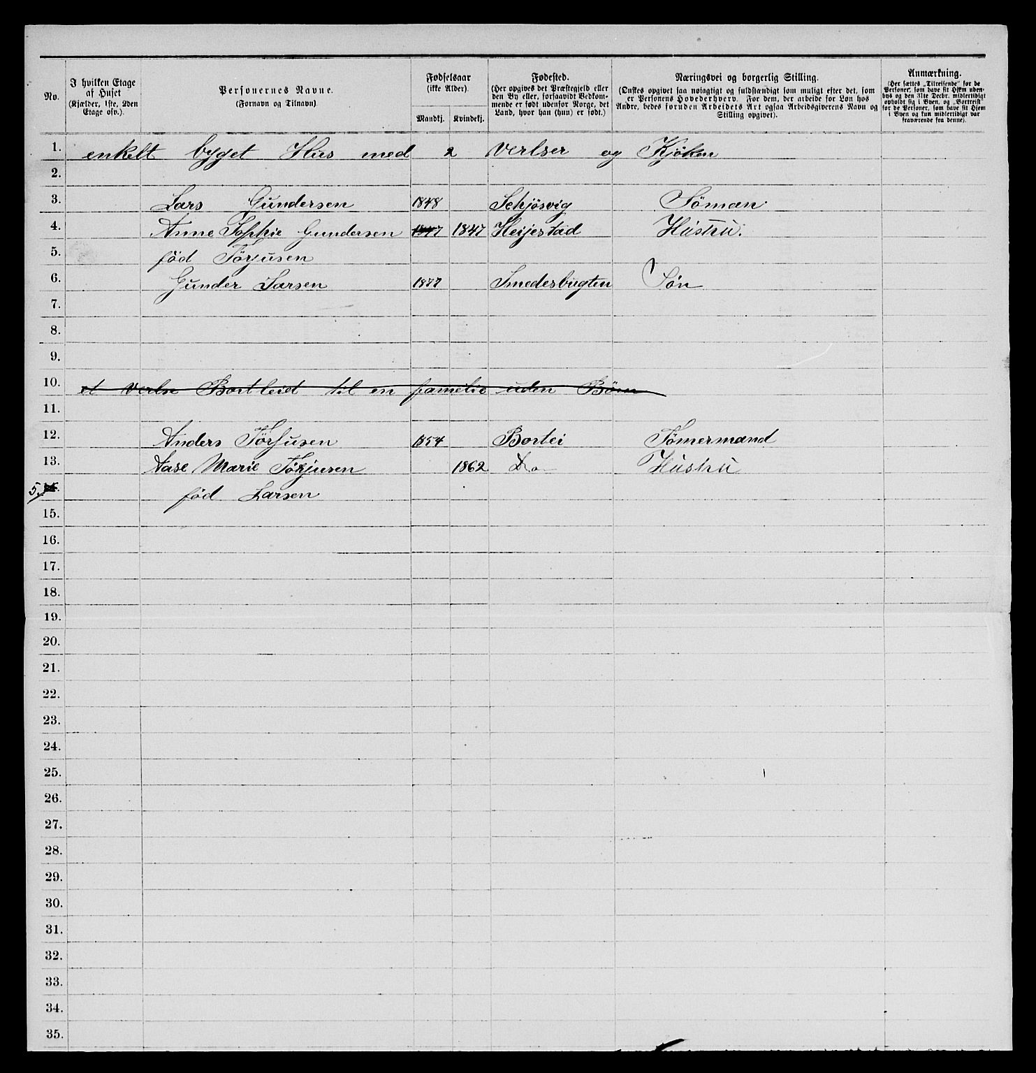 SAKO, 1885 census for 0801 Kragerø, 1885, p. 285