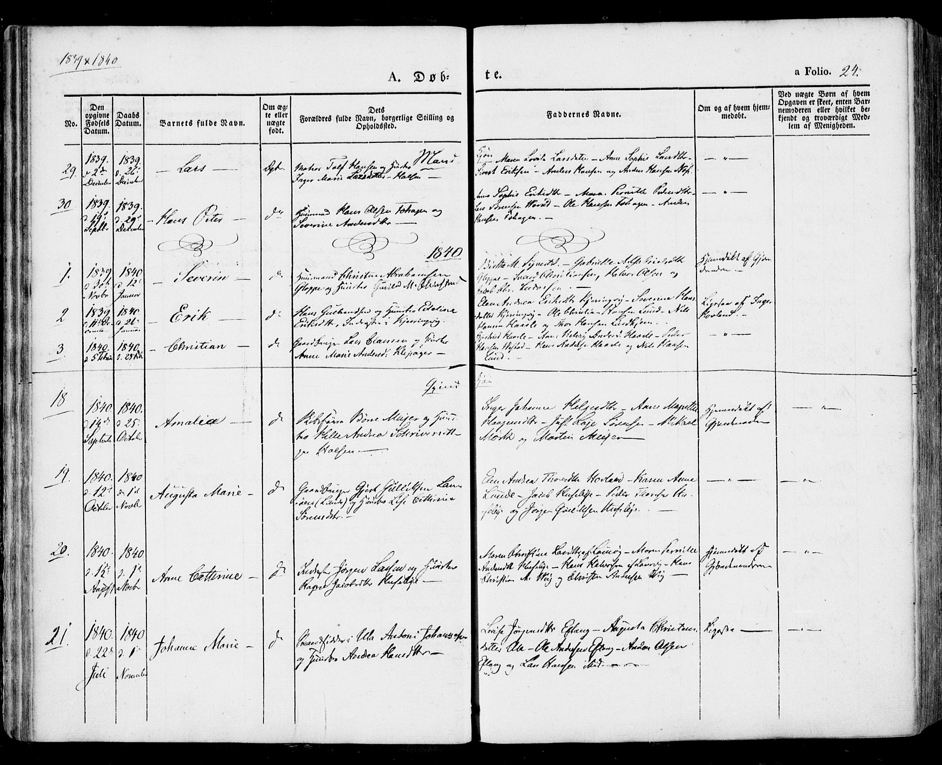 Tjølling kirkebøker, AV/SAKO-A-60/F/Fa/L0006: Parish register (official) no. 6, 1835-1859, p. 24