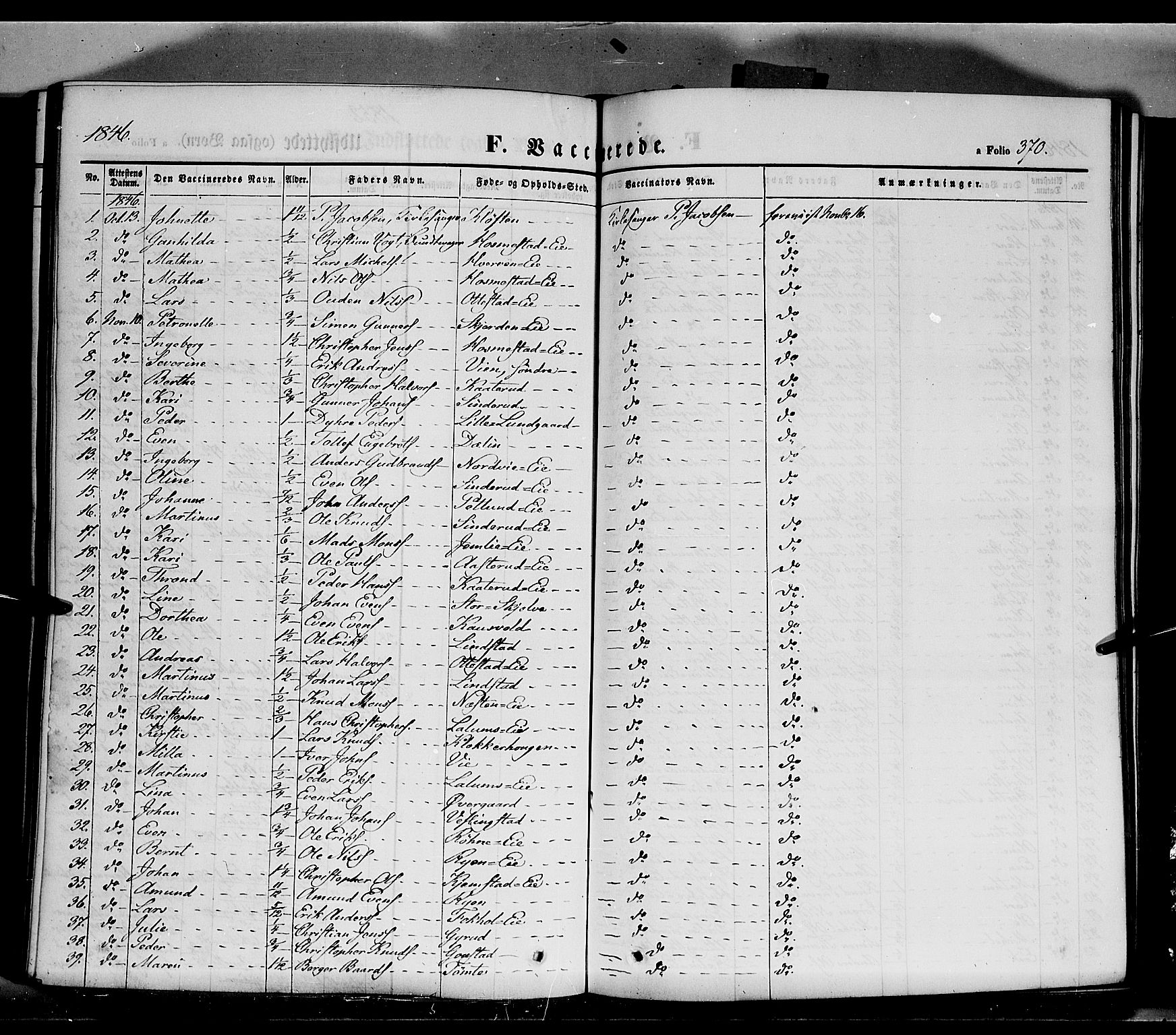 Stange prestekontor, SAH/PREST-002/K/L0011: Parish register (official) no. 11, 1846-1852, p. 370