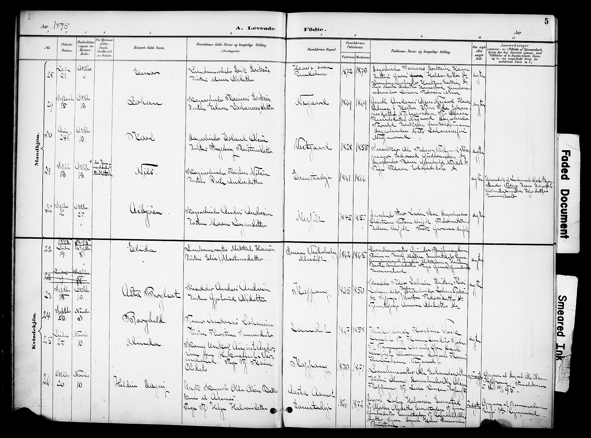 Stor-Elvdal prestekontor, AV/SAH-PREST-052/H/Ha/Hab/L0003: Parish register (copy) no. 3, 1895-1917, p. 5