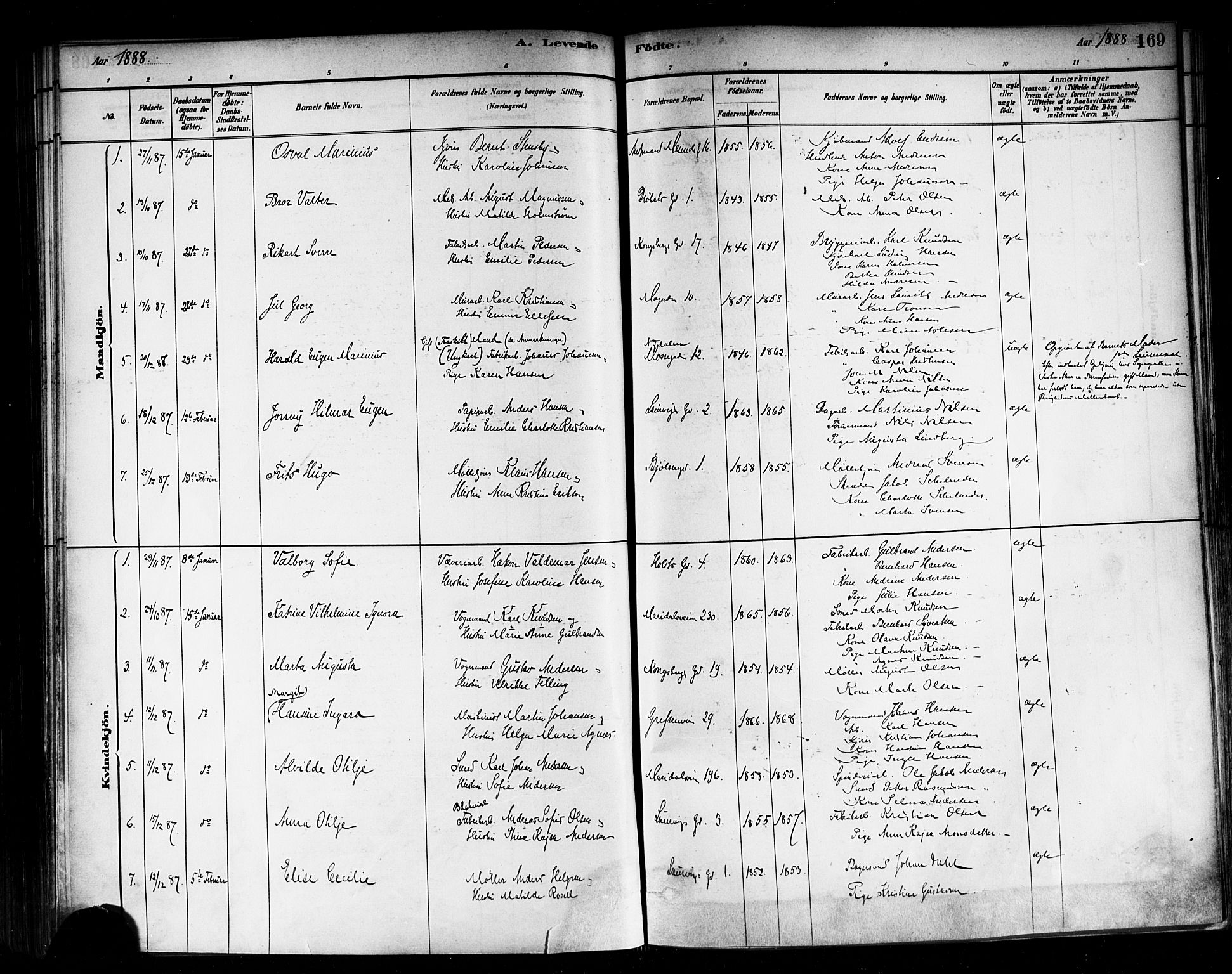 Sagene prestekontor Kirkebøker, SAO/A-10796/F/L0001: Parish register (official) no. 1, 1880-1893, p. 169