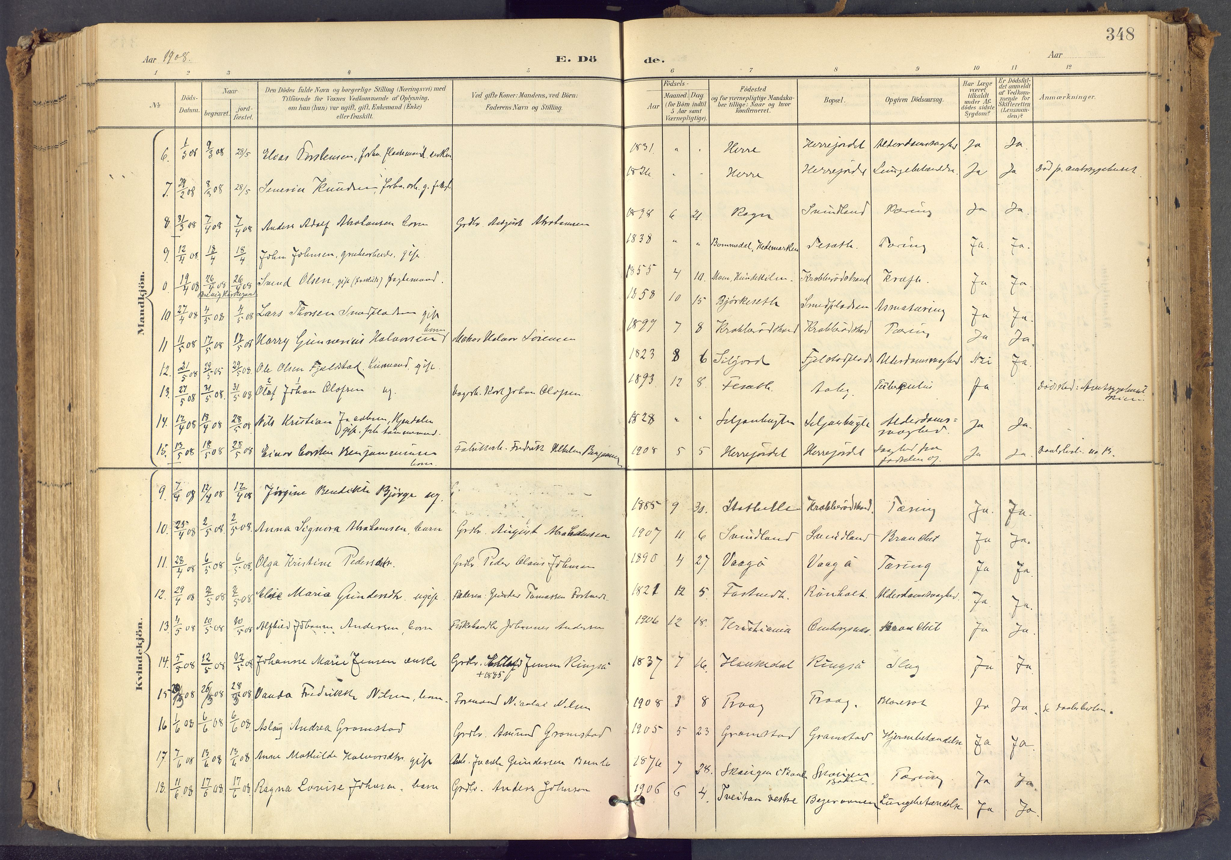 Bamble kirkebøker, SAKO/A-253/F/Fa/L0009: Parish register (official) no. I 9, 1901-1917, p. 348