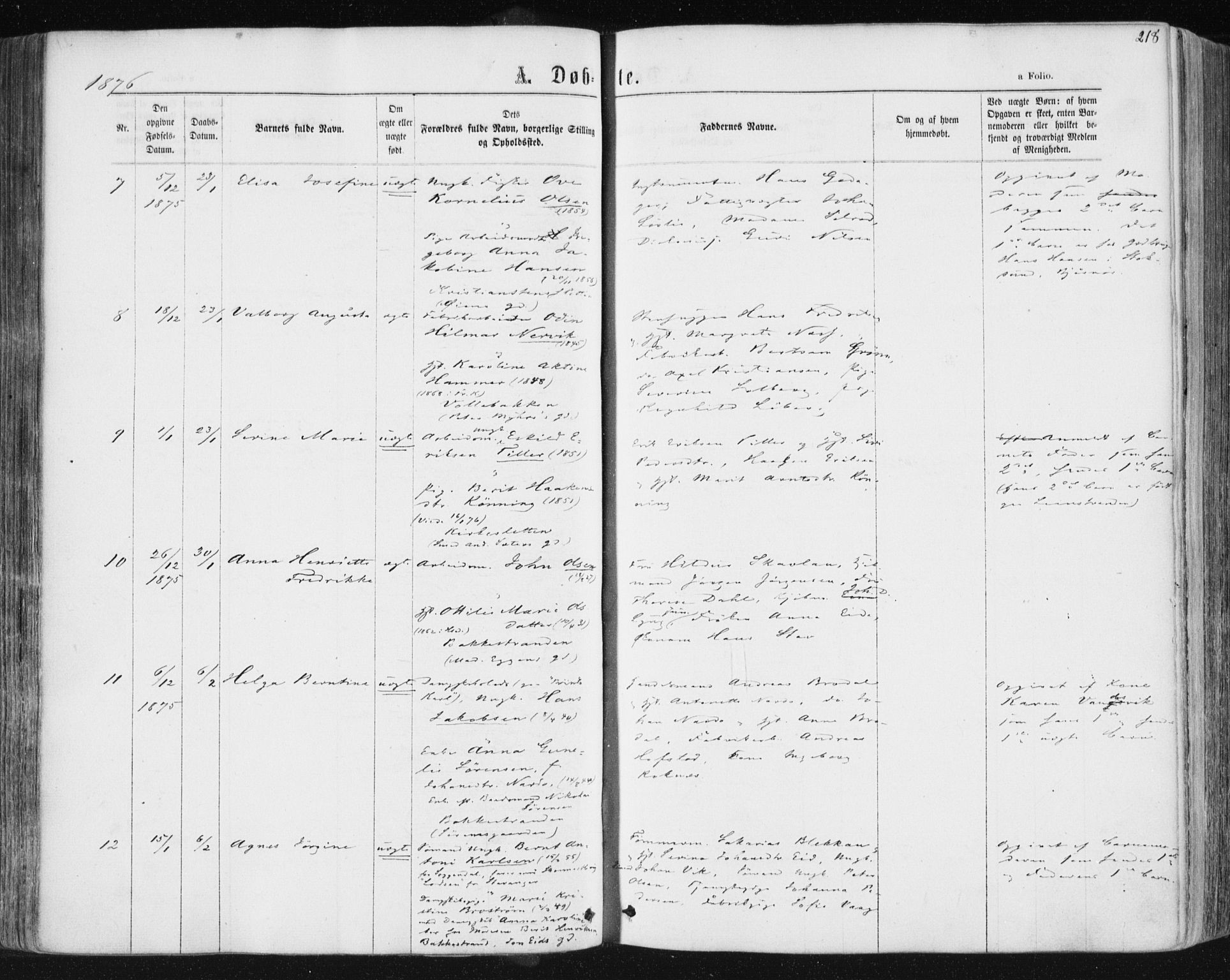 Ministerialprotokoller, klokkerbøker og fødselsregistre - Sør-Trøndelag, SAT/A-1456/604/L0186: Parish register (official) no. 604A07, 1866-1877, p. 218