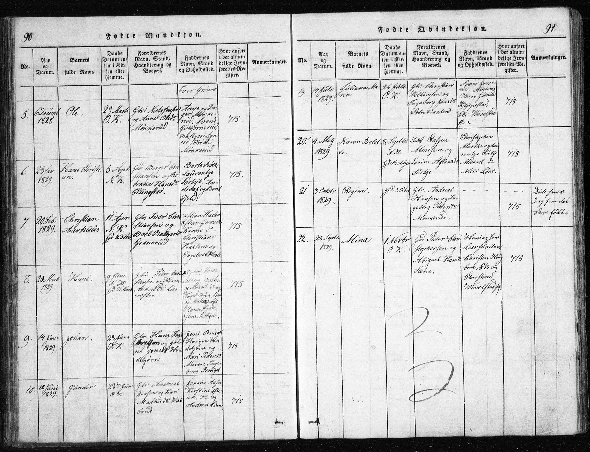 Nesodden prestekontor Kirkebøker, AV/SAO-A-10013/G/Ga/L0001: Parish register (copy) no. I 1, 1814-1847, p. 90-91