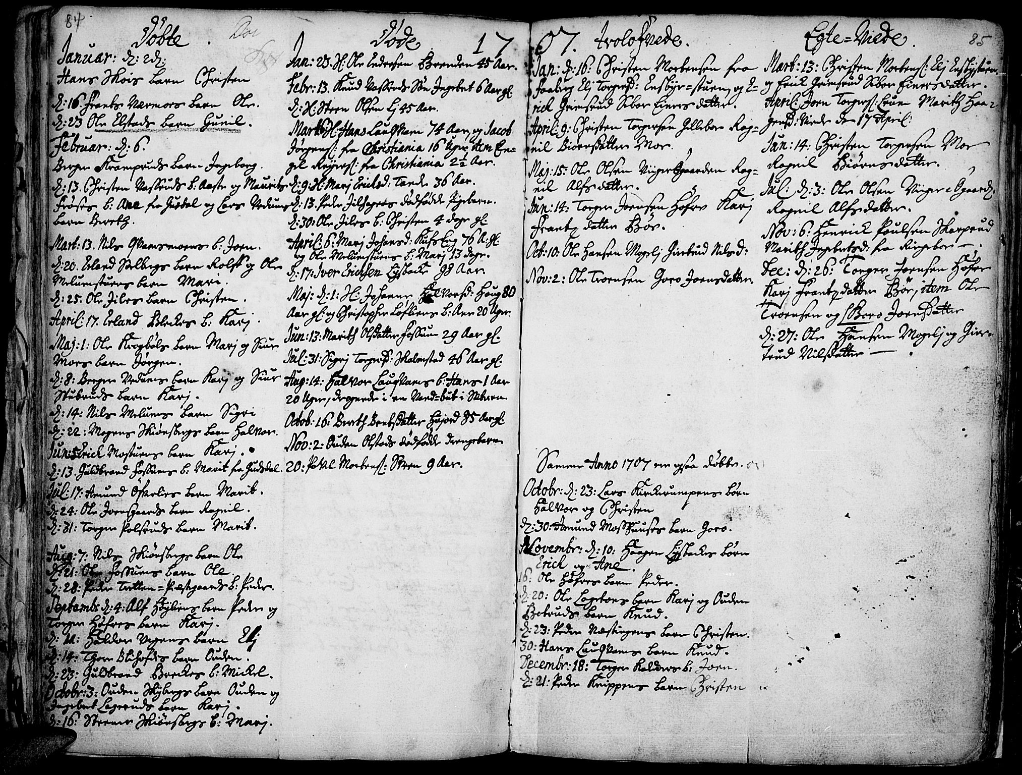 Øyer prestekontor, SAH/PREST-084/H/Ha/Haa/L0001: Parish register (official) no. 1, 1671-1727, p. 84-85