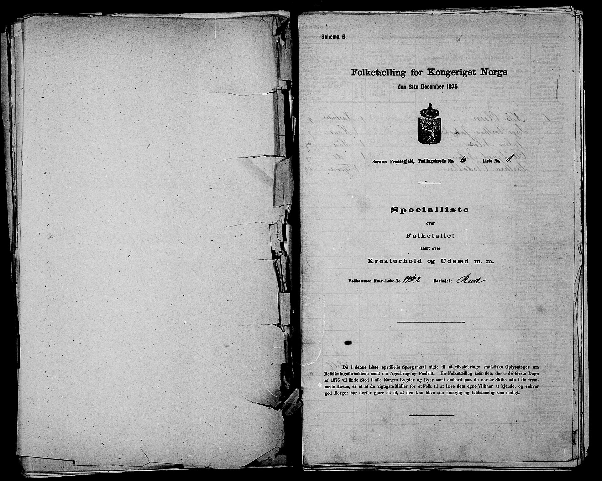 RA, 1875 census for 0226P Sørum, 1875, p. 840