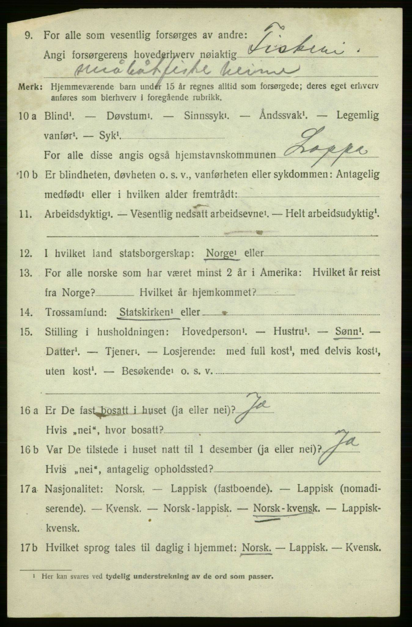 SATØ, 1920 census for Loppa, 1920, p. 661