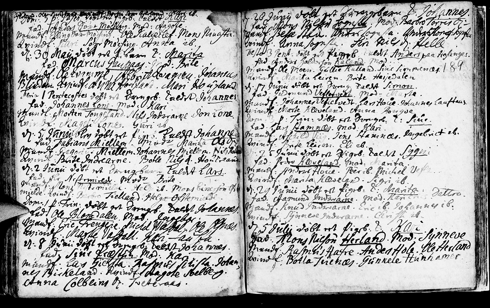 Haus sokneprestembete, SAB/A-75601/H/Haa: Parish register (official) no. A 5, 1733-1747, p. 189