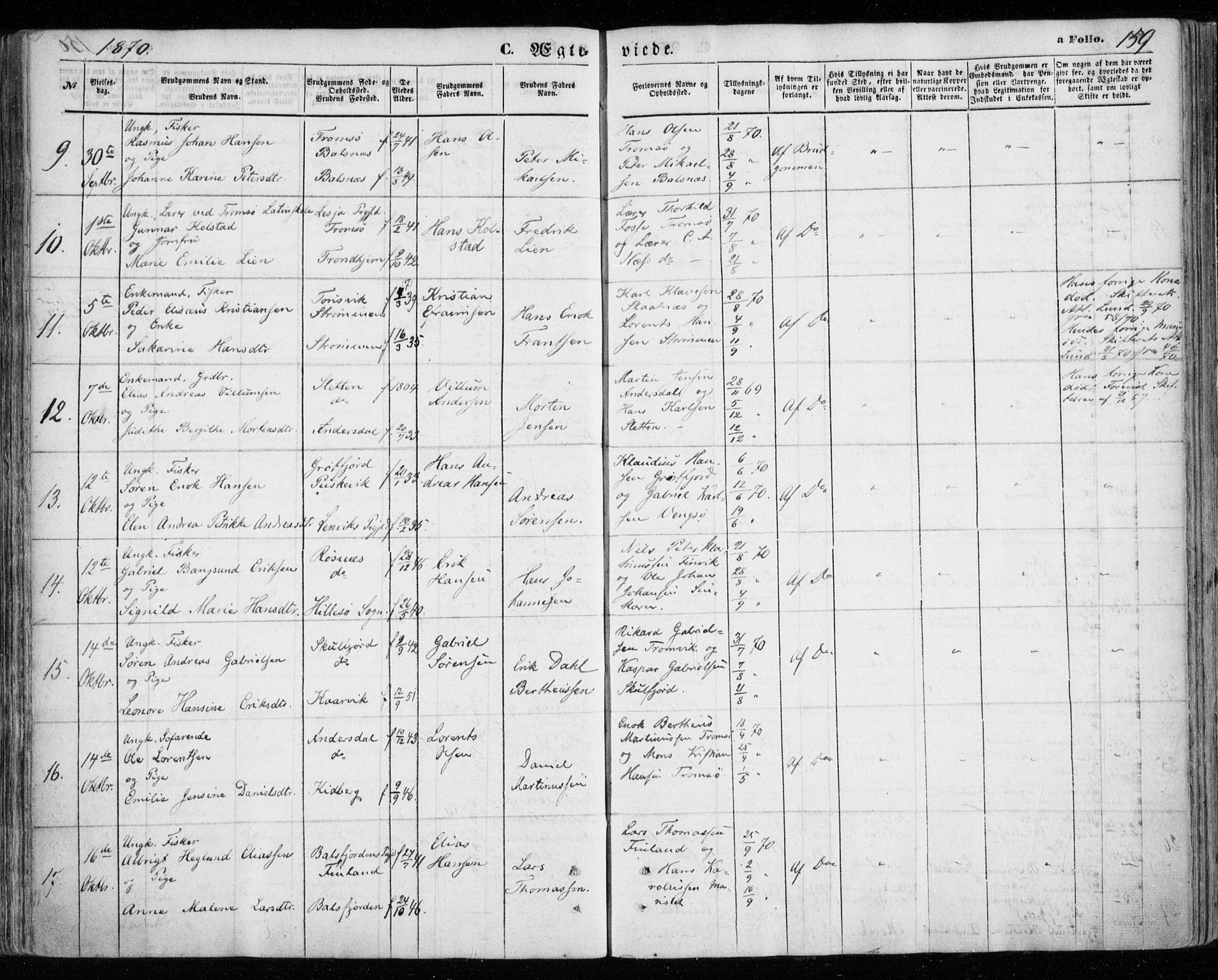 Tromsøysund sokneprestkontor, AV/SATØ-S-1304/G/Ga/L0002kirke: Parish register (official) no. 2, 1867-1875, p. 159