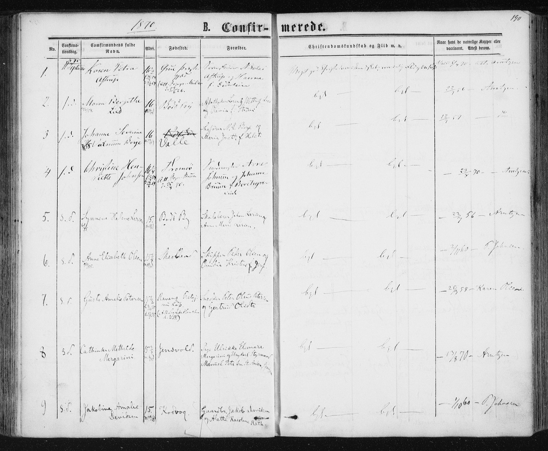 Ministerialprotokoller, klokkerbøker og fødselsregistre - Nordland, AV/SAT-A-1459/801/L0008: Parish register (official) no. 801A08, 1864-1875, p. 190