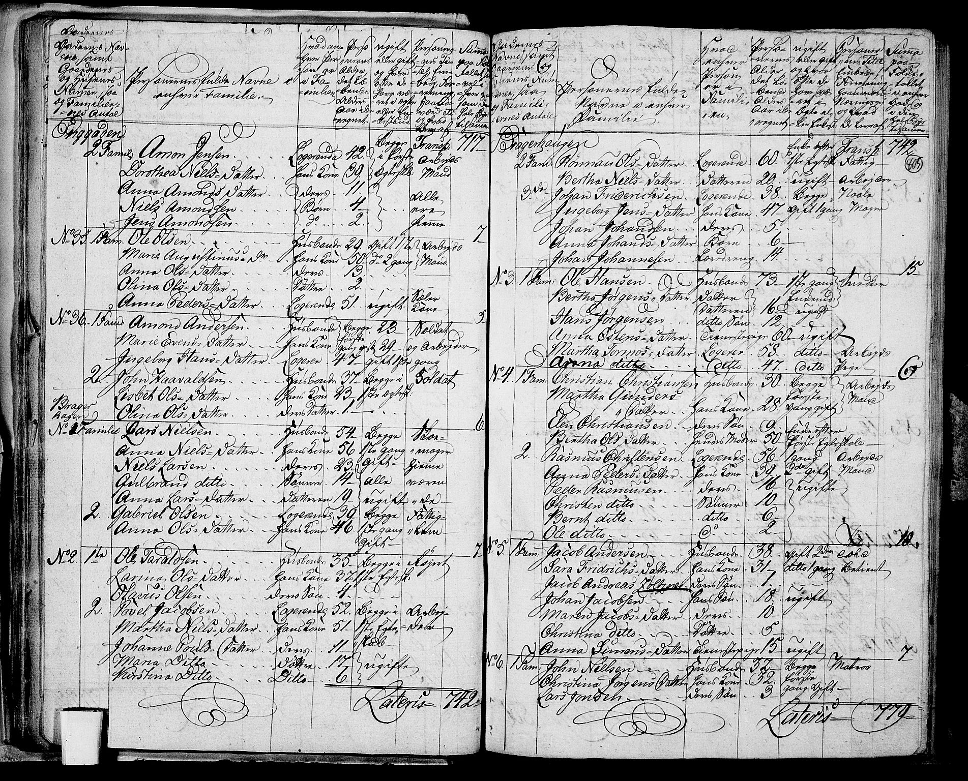 RA, 1801 census for 0602P Bragernes, 1801, p. 804b-805a