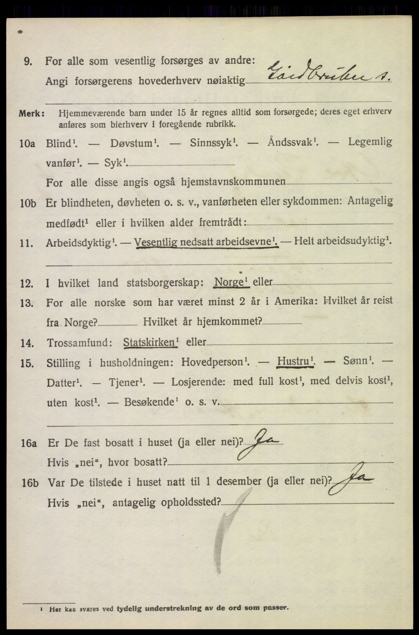 SAH, 1920 census for Ytre Rendal, 1920, p. 2086