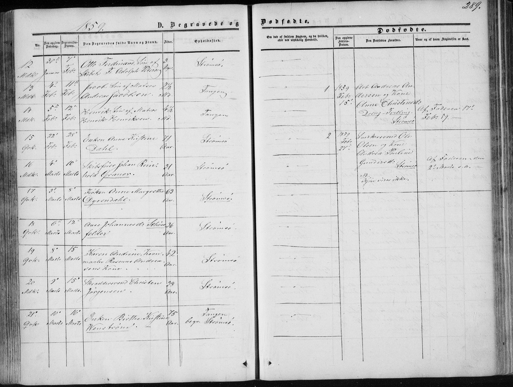 Strømsø kirkebøker, AV/SAKO-A-246/F/Fa/L0015: Parish register (official) no. I 15, 1859-1868, p. 289