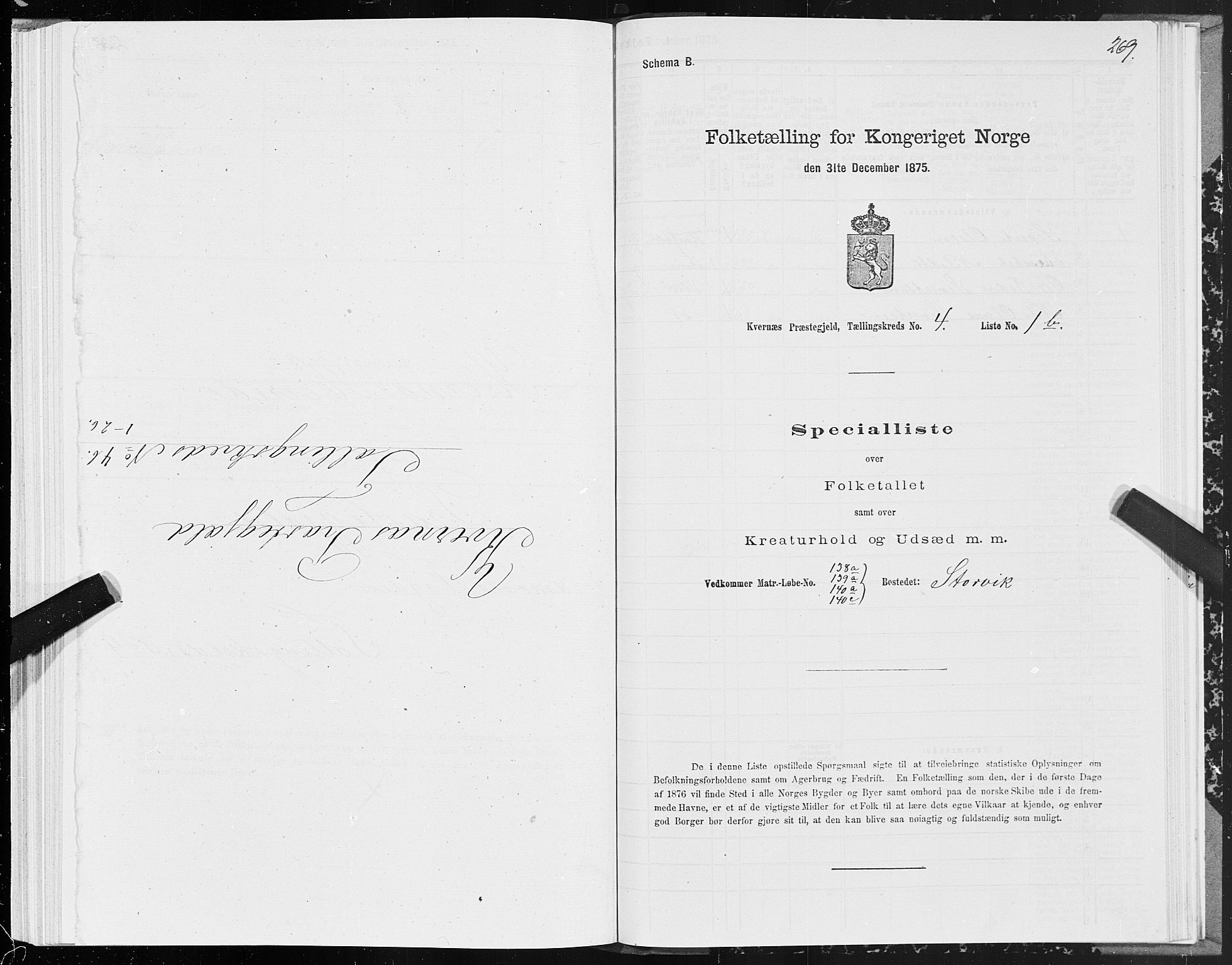 SAT, 1875 census for 1553P Kvernes, 1875, p. 2269