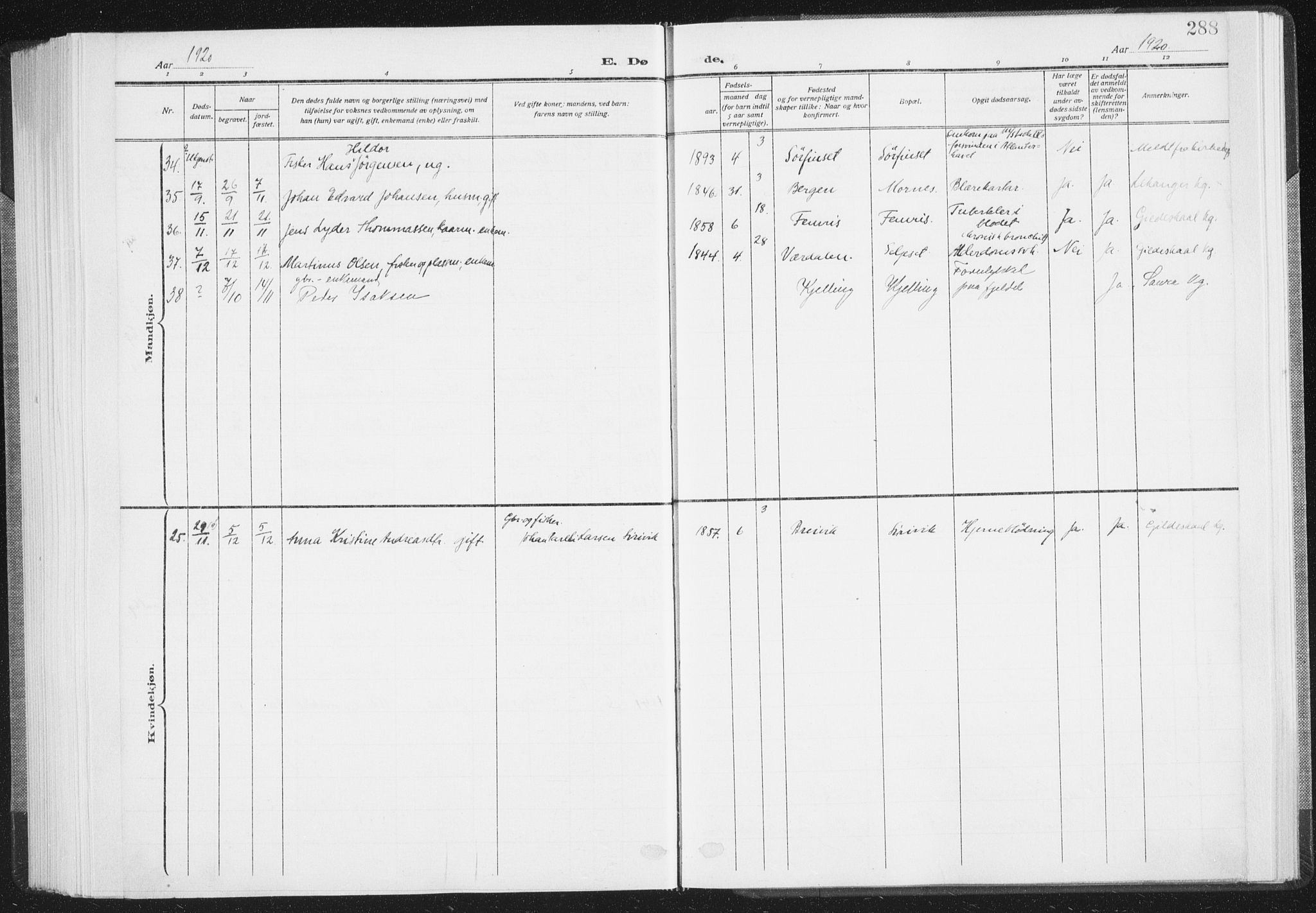 Ministerialprotokoller, klokkerbøker og fødselsregistre - Nordland, AV/SAT-A-1459/805/L0104: Parish register (official) no. 805A09, 1909-1926, p. 288