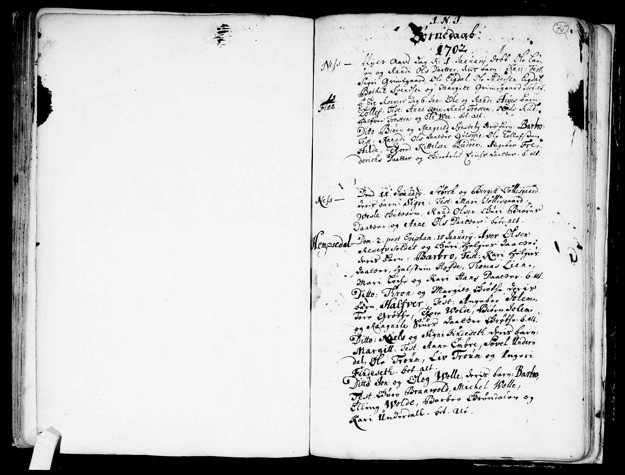 Nes kirkebøker, SAKO/A-236/F/Fa/L0001: Parish register (official) no. 1, 1693-1706, p. 75