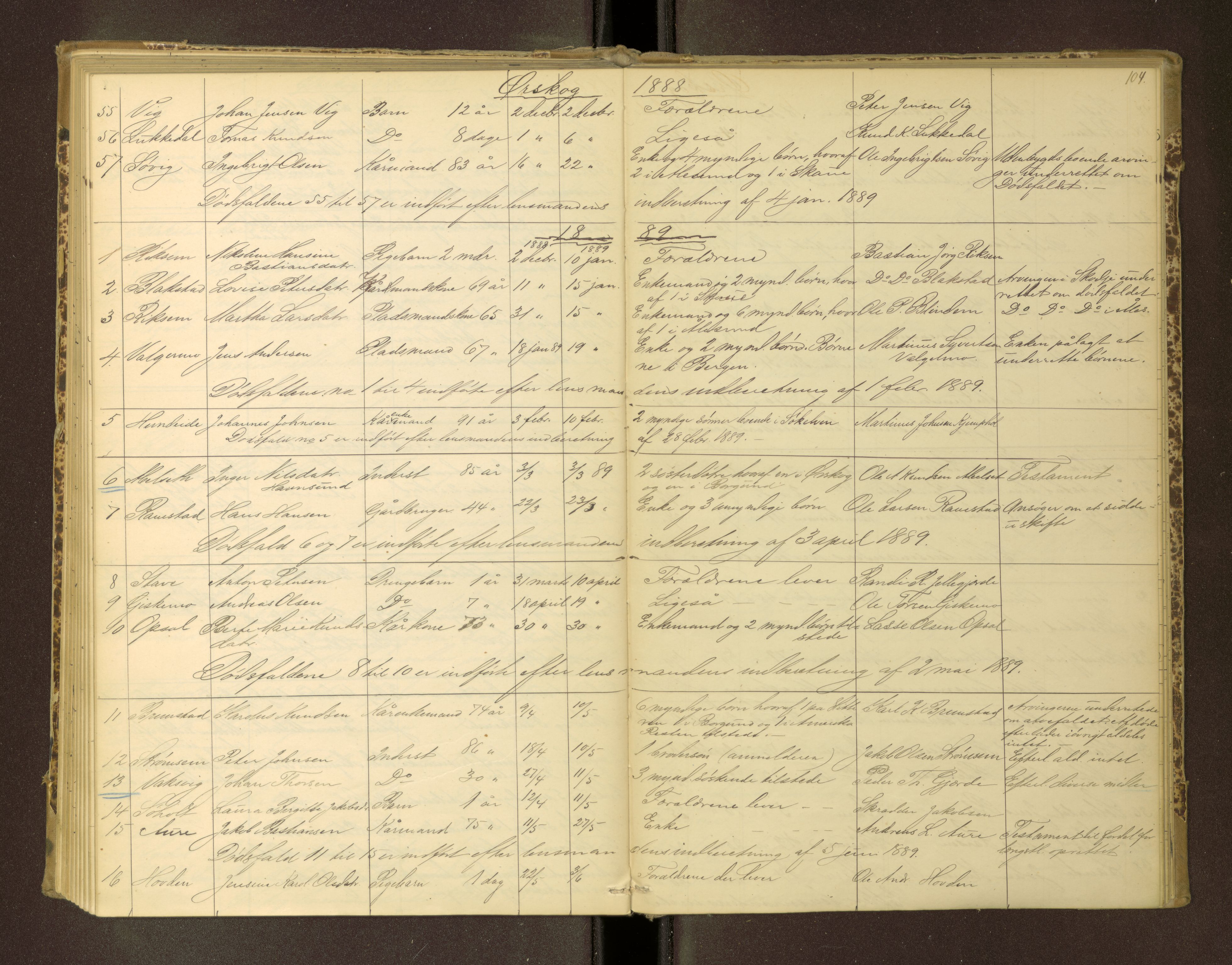 Nordre Sunnmøre sorenskriveri, AV/SAT-A-0006/1/3/3L/L0004: Dødsfallsprotokoll, 1885-1893, p. 104