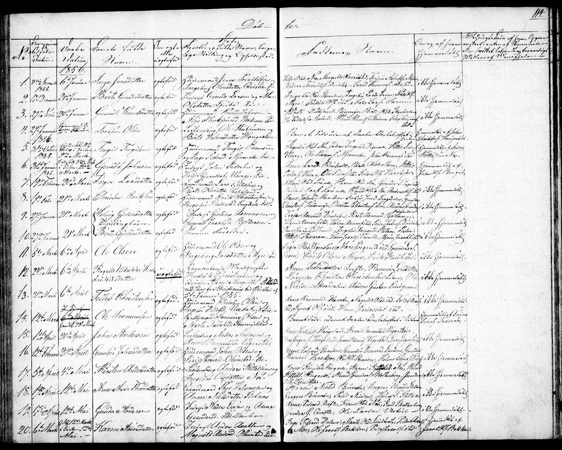 Gjerstad sokneprestkontor, AV/SAK-1111-0014/F/Fb/Fbb/L0002: Parish register (copy) no. B 2, 1831-1862, p. 114