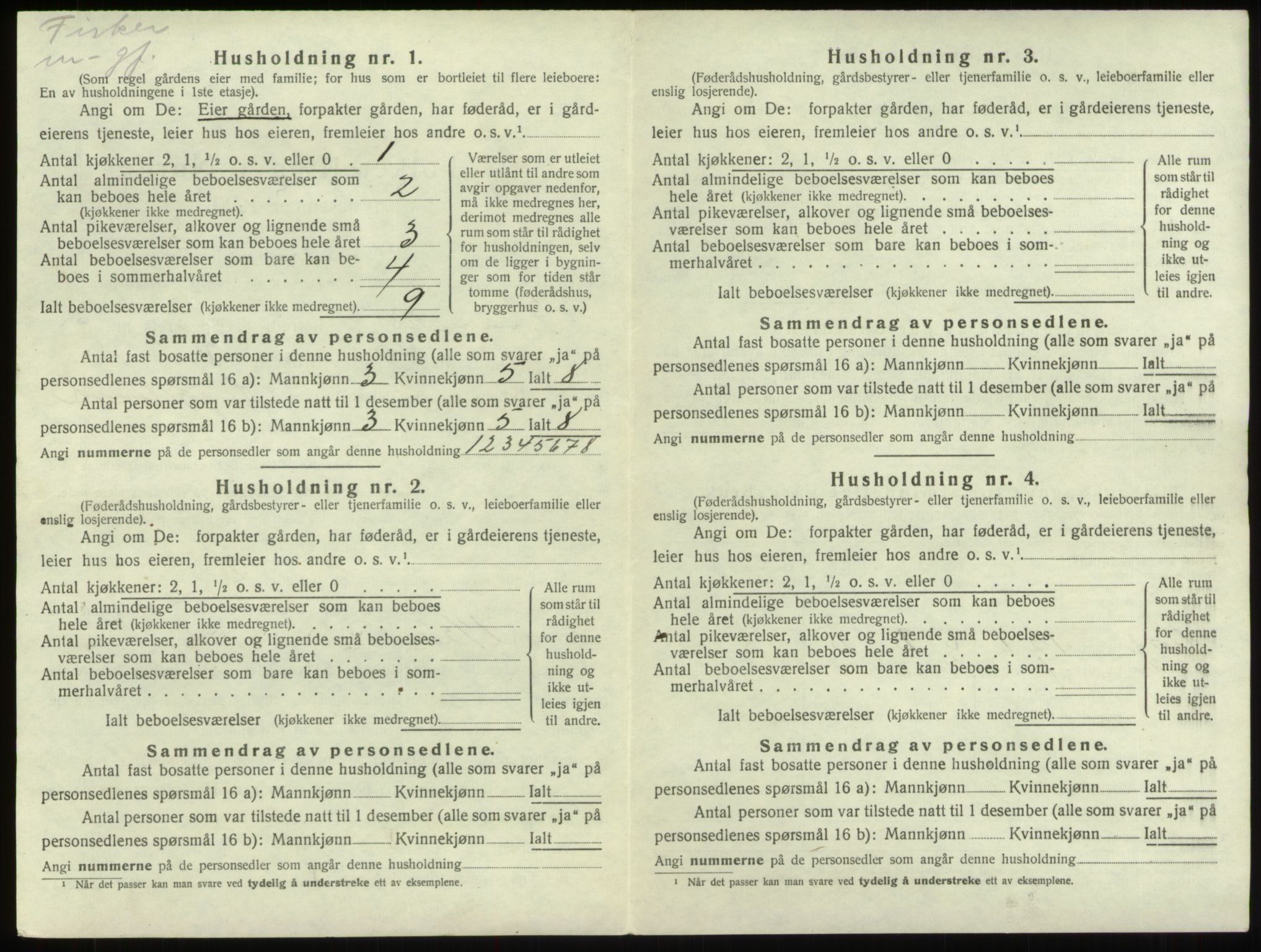 SAB, 1920 census for Innvik, 1920, p. 166