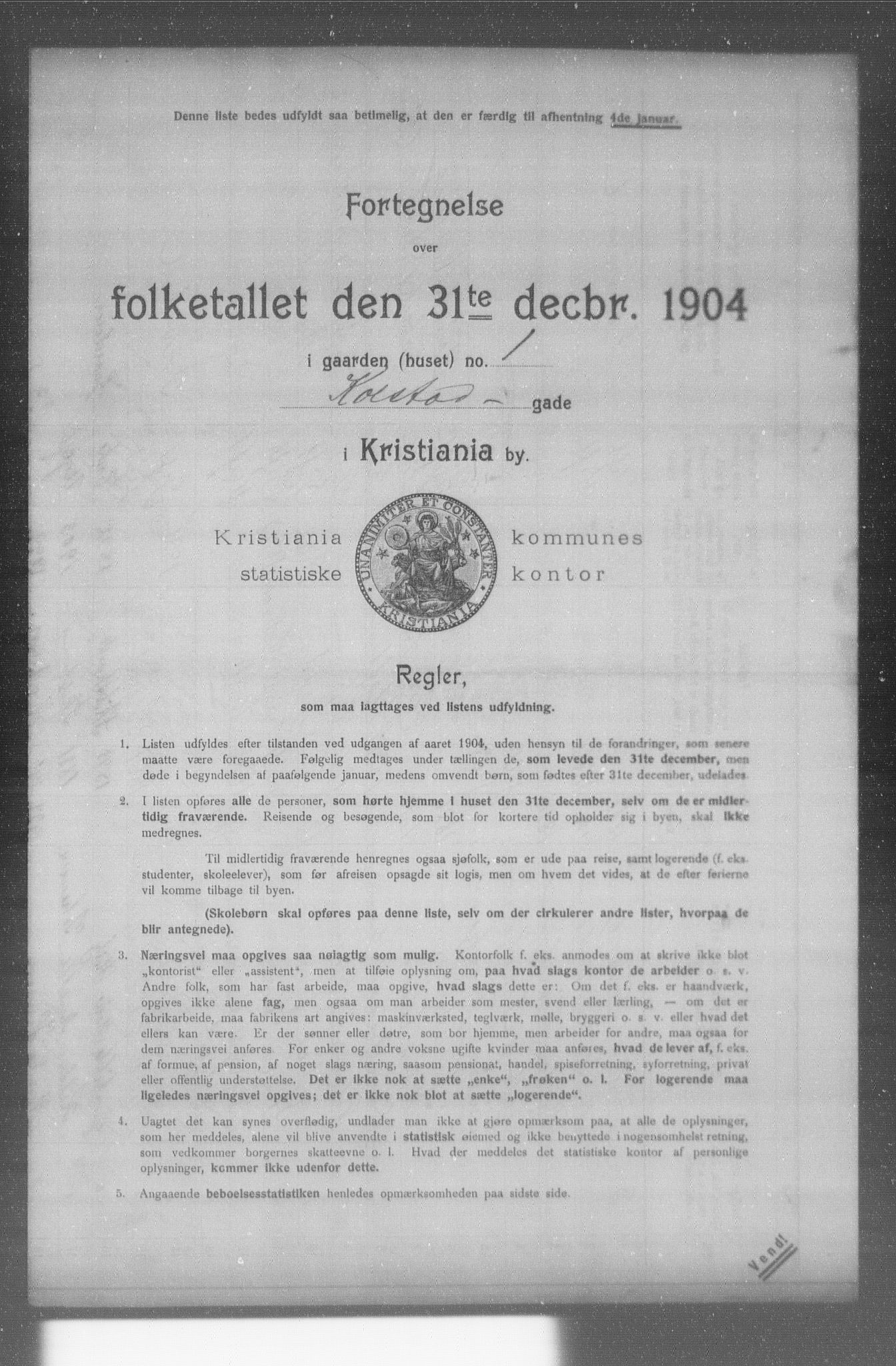 OBA, Municipal Census 1904 for Kristiania, 1904, p. 9994