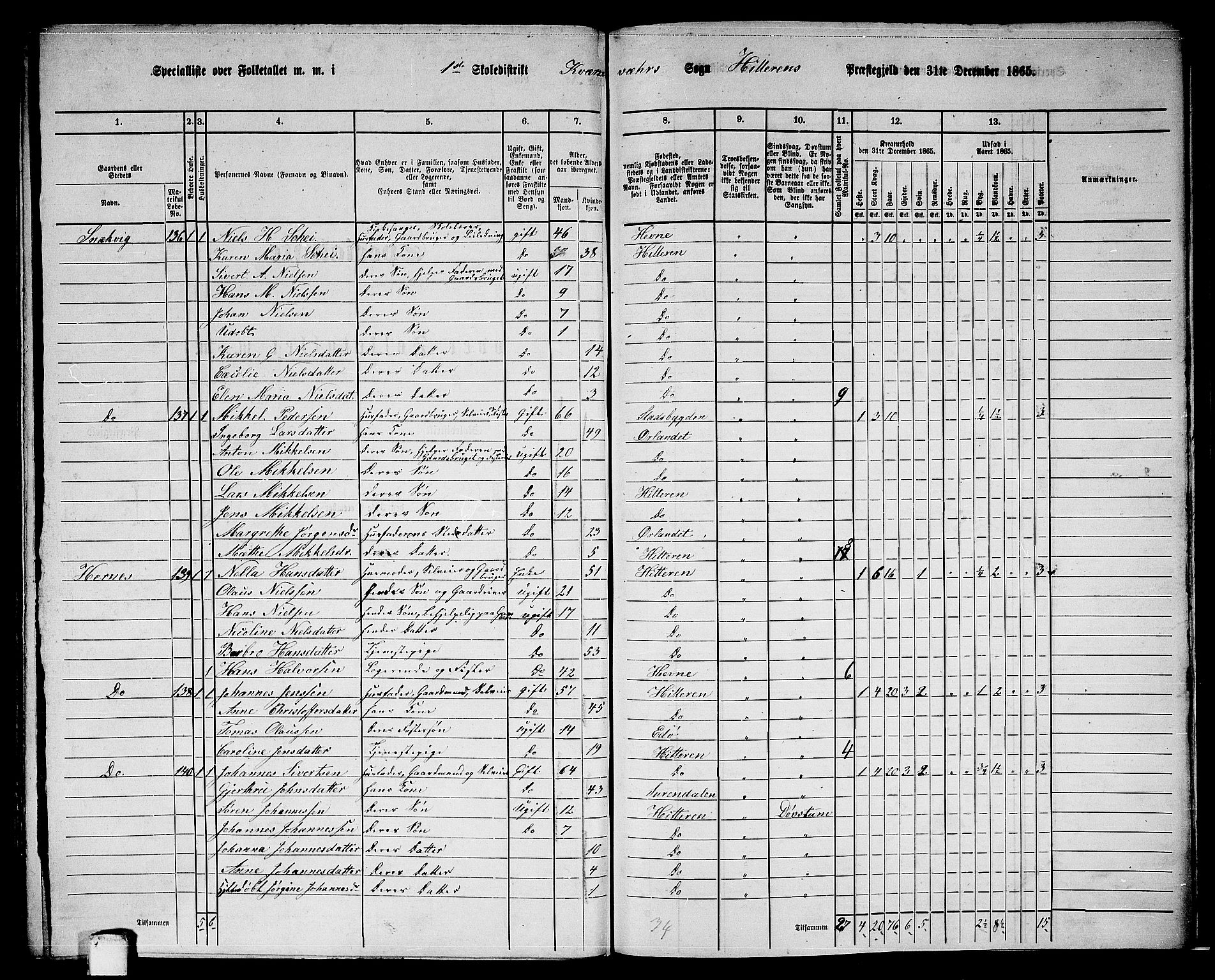 RA, 1865 census for Hitra, 1865, p. 295