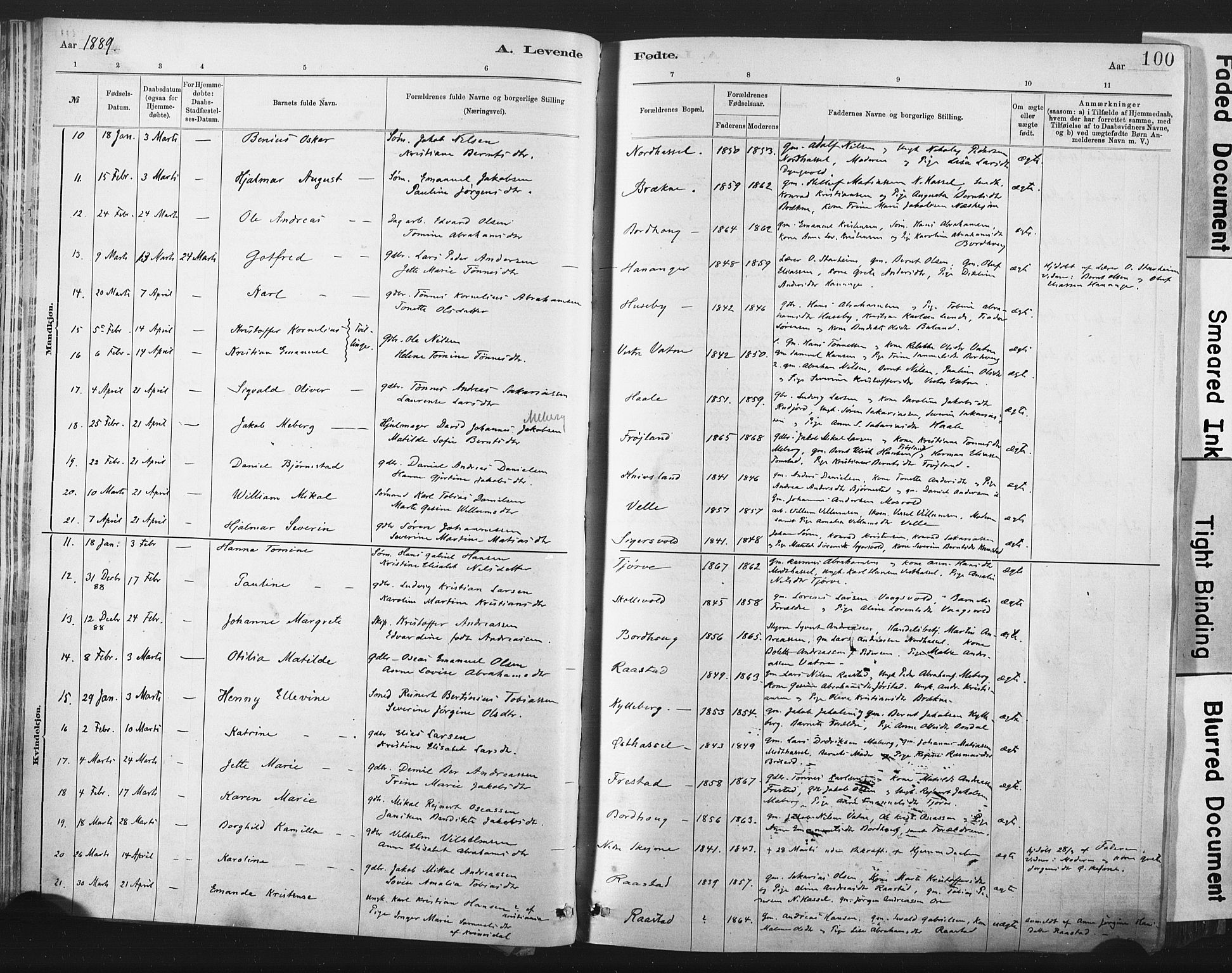 Lista sokneprestkontor, AV/SAK-1111-0027/F/Fa/L0012: Parish register (official) no. A 12, 1879-1903, p. 100