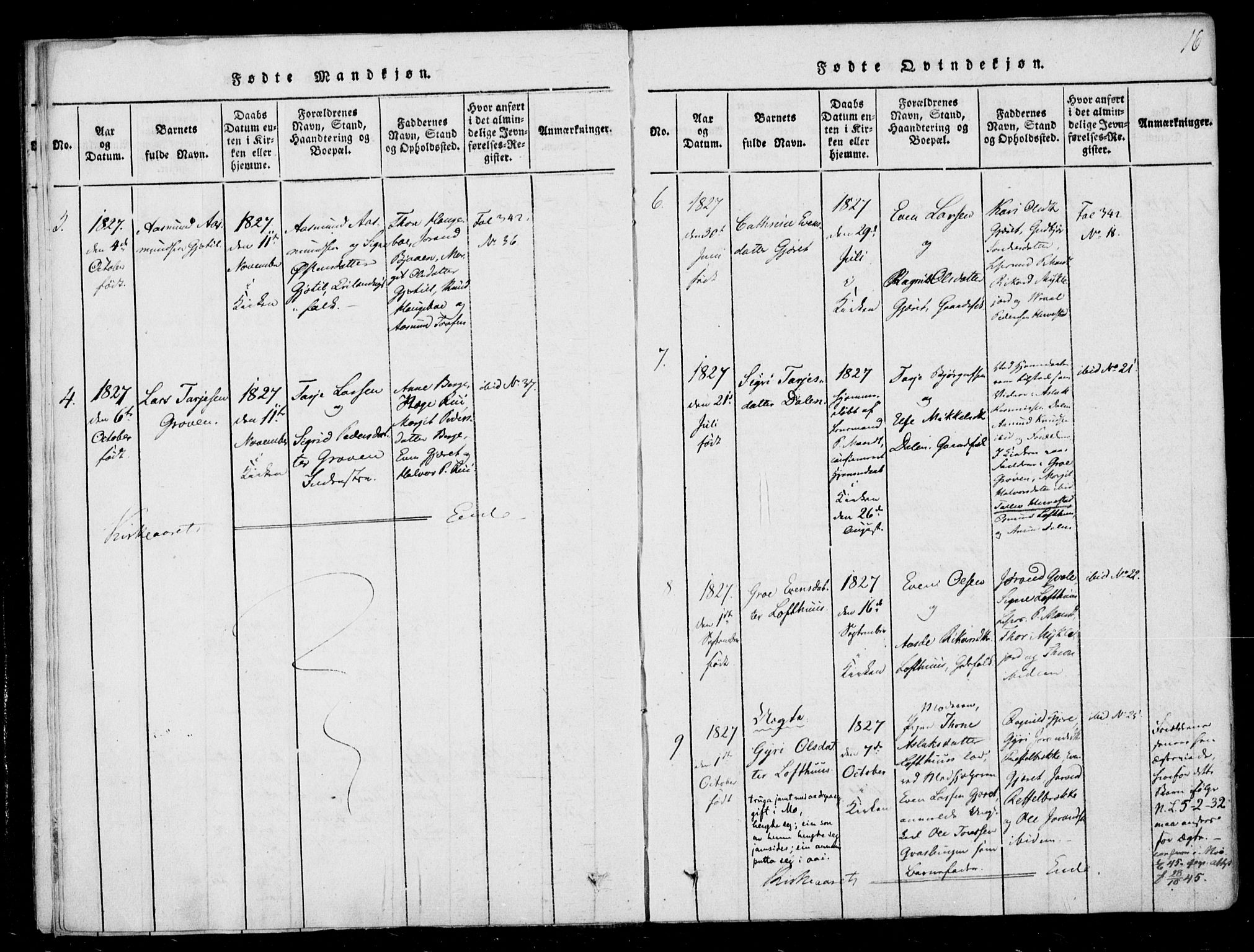Lårdal kirkebøker, SAKO/A-284/F/Fb/L0001: Parish register (official) no. II 1, 1815-1860, p. 16
