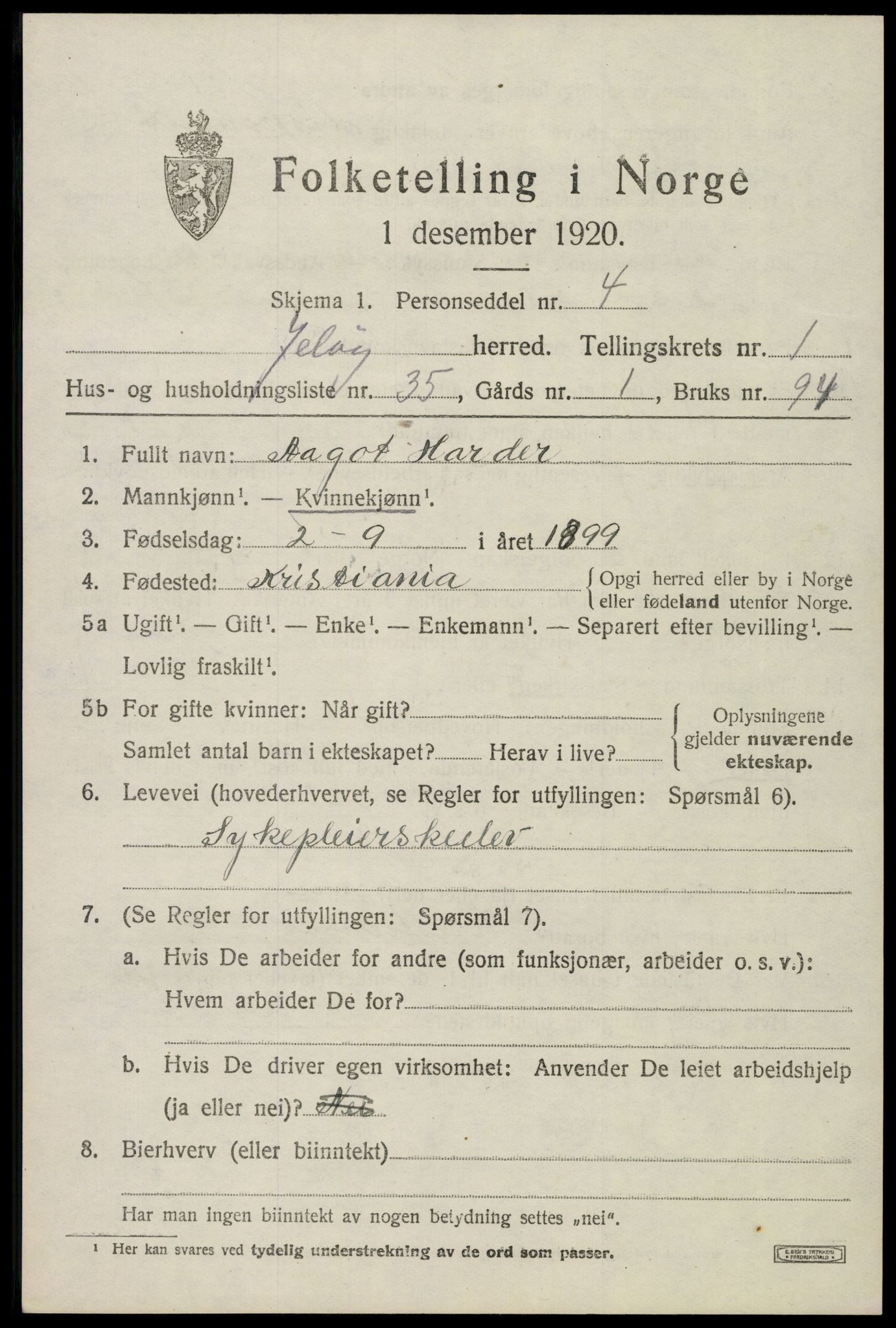 SAO, 1920 census for Moss land district, 1920, p. 1703